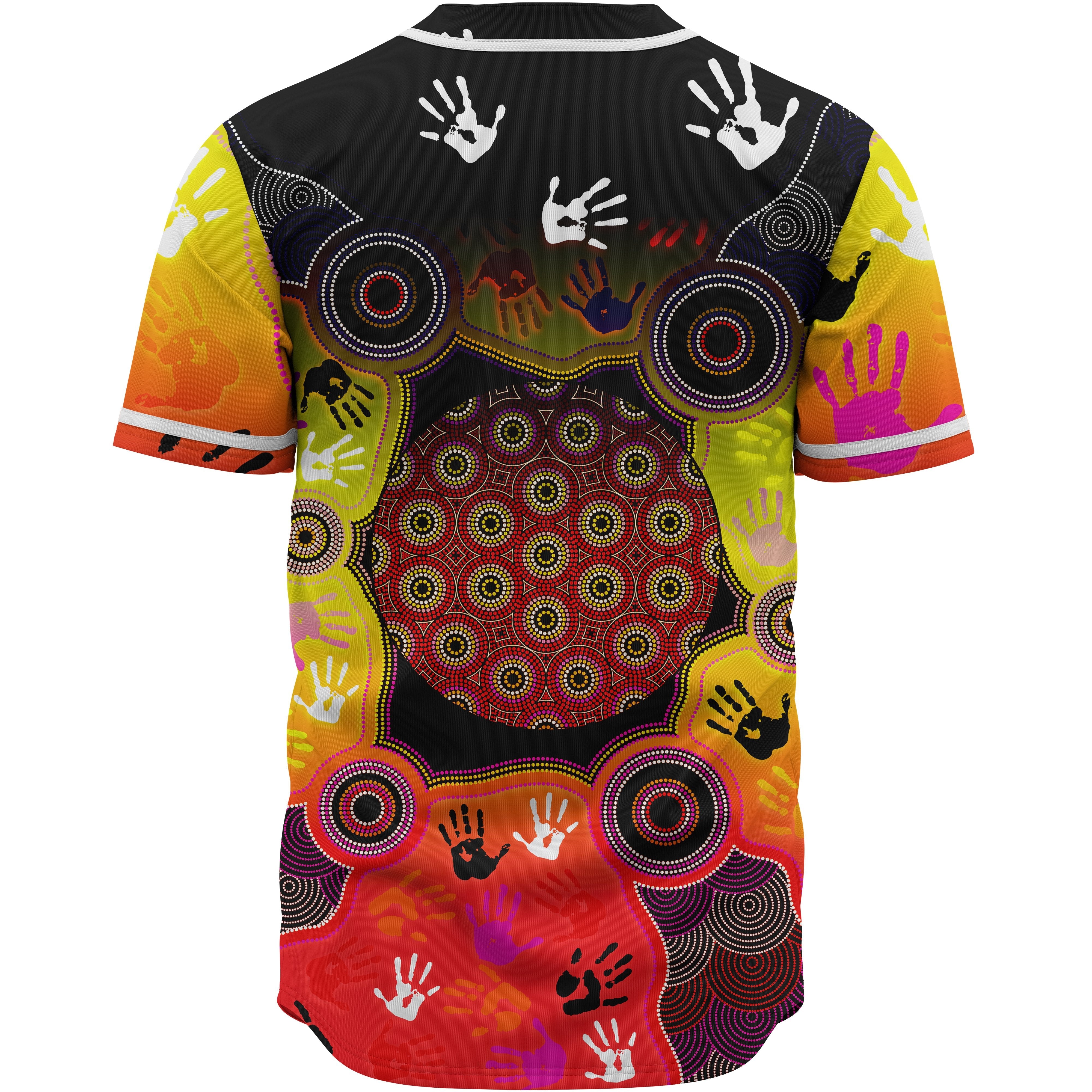 Aboriginal Baseball Shirt, Indigenous Circle Dot Painting Hand Art - Vibe Hoodie Shop