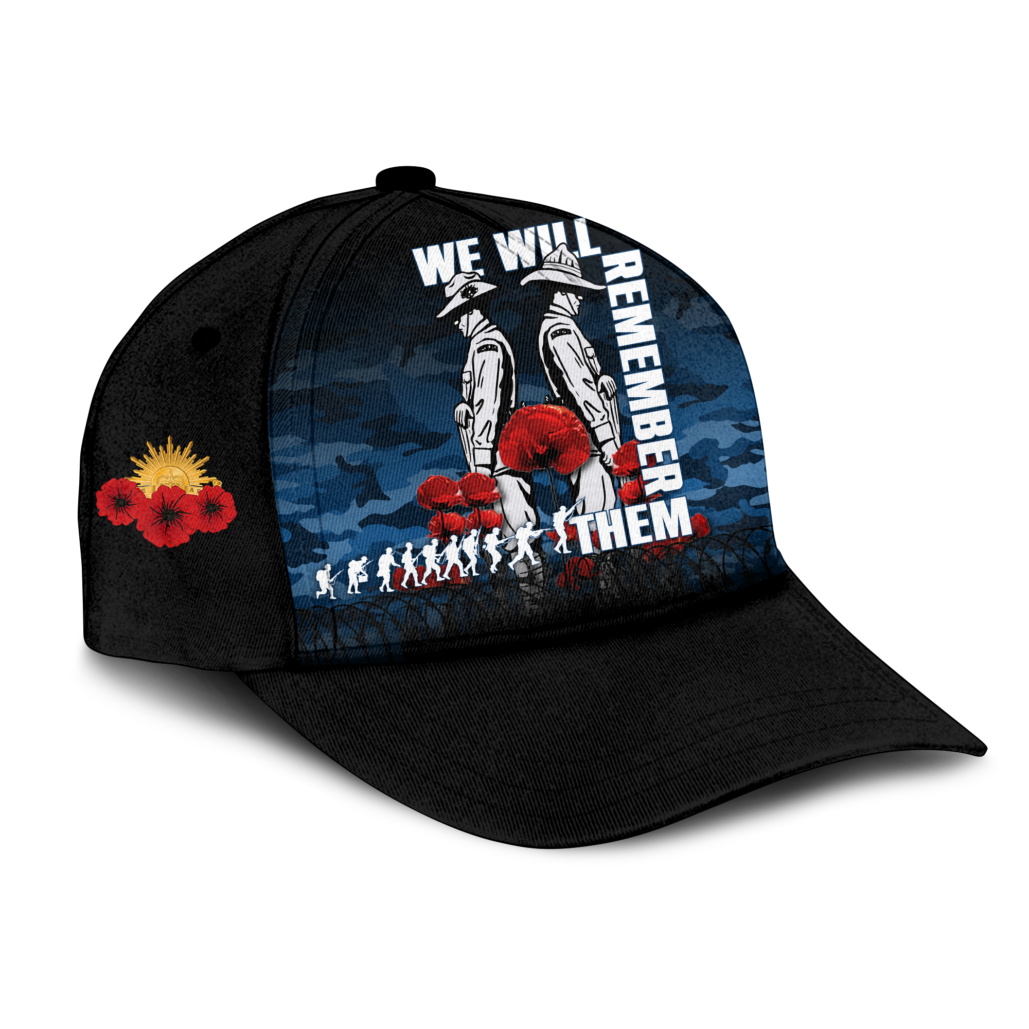 Australia ANZAC 2022 Caps Camouflage With Poppy Blue - - Vibe Hoodie Shop