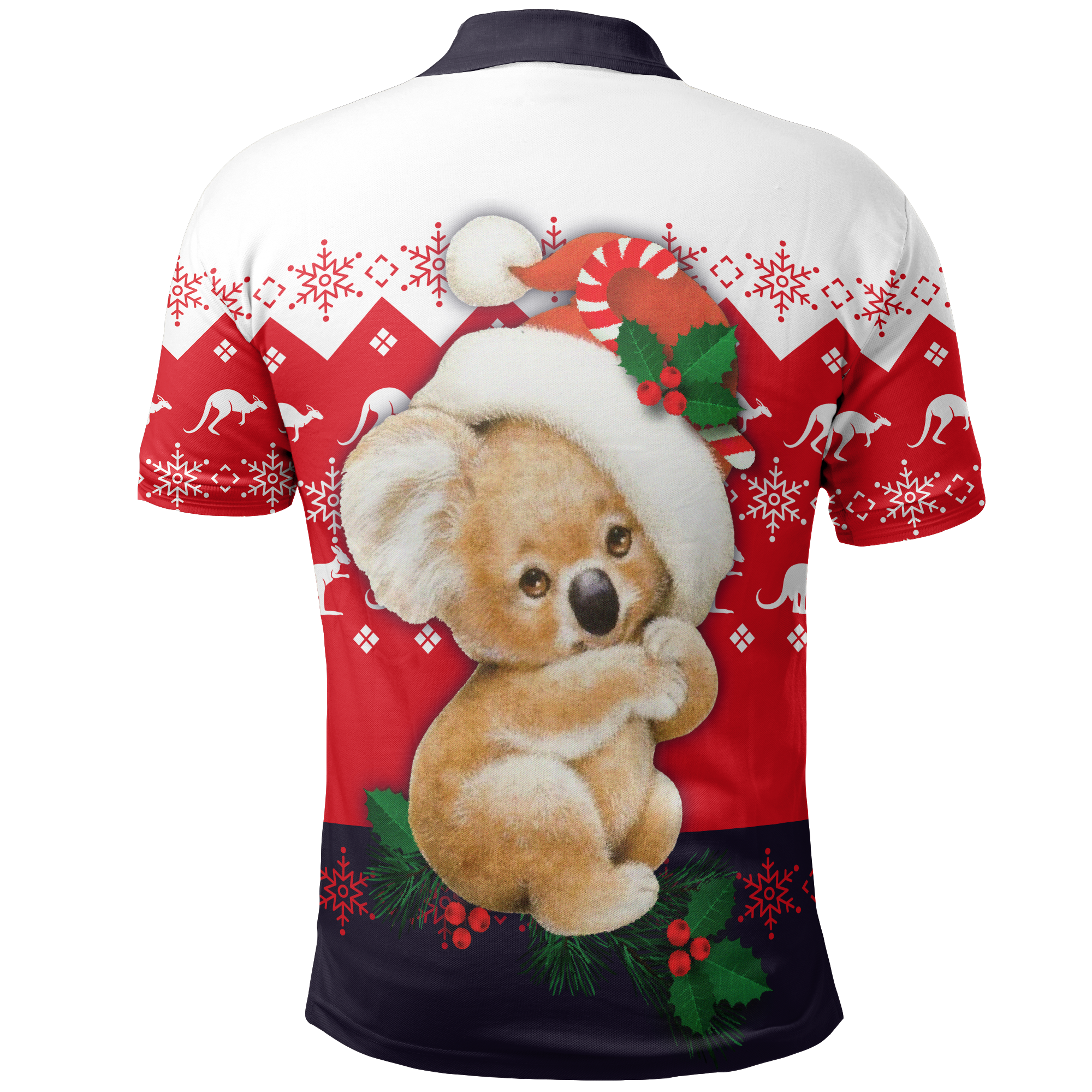 Christmas Polo Shirt - Koala Shirt Kangaroo Symbol Snowflakes - Unisex - Vibe Hoodie Shop