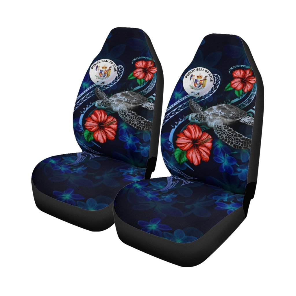 Niue Polynesian Car Seat Covers - Blue Turtle Hibiscus - Vibe Hoodie Shop