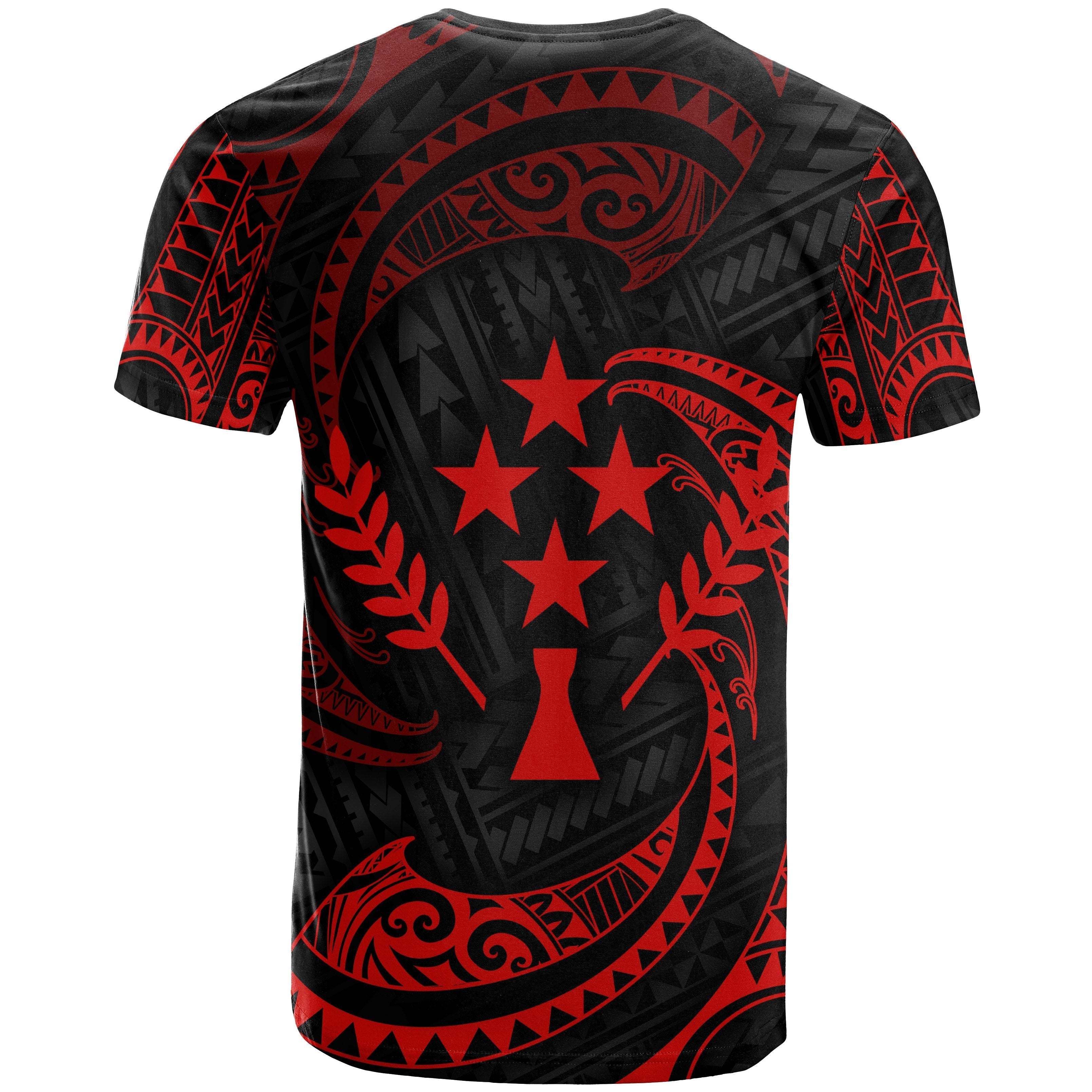 Kosrae Micronesia All Over T shirt - Red Tribal Wave - Vibe Hoodie Shop