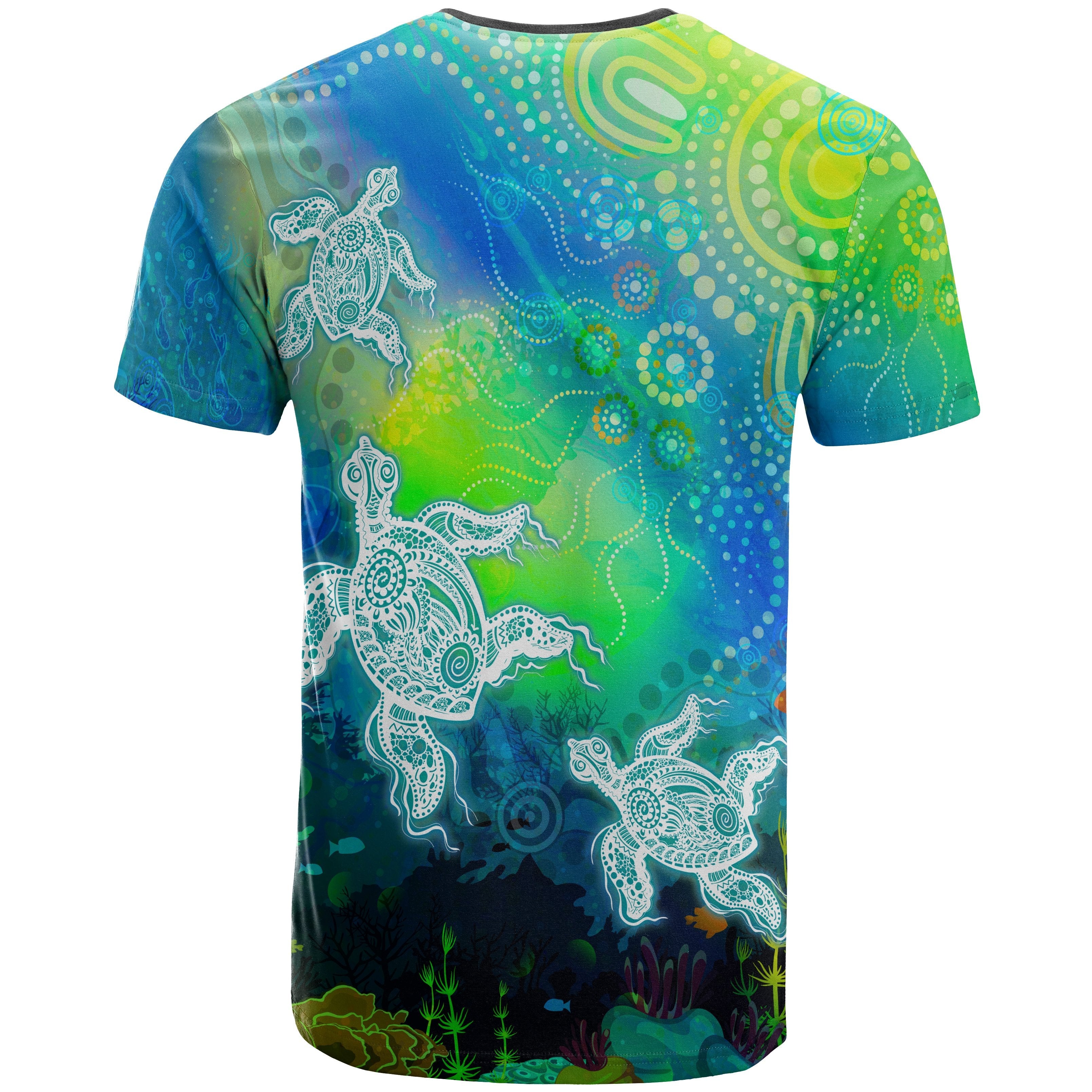 Aboriginal T shirt - Indigenous Turtle Ocean Dot Painting Art - Vibe Hoodie Shop