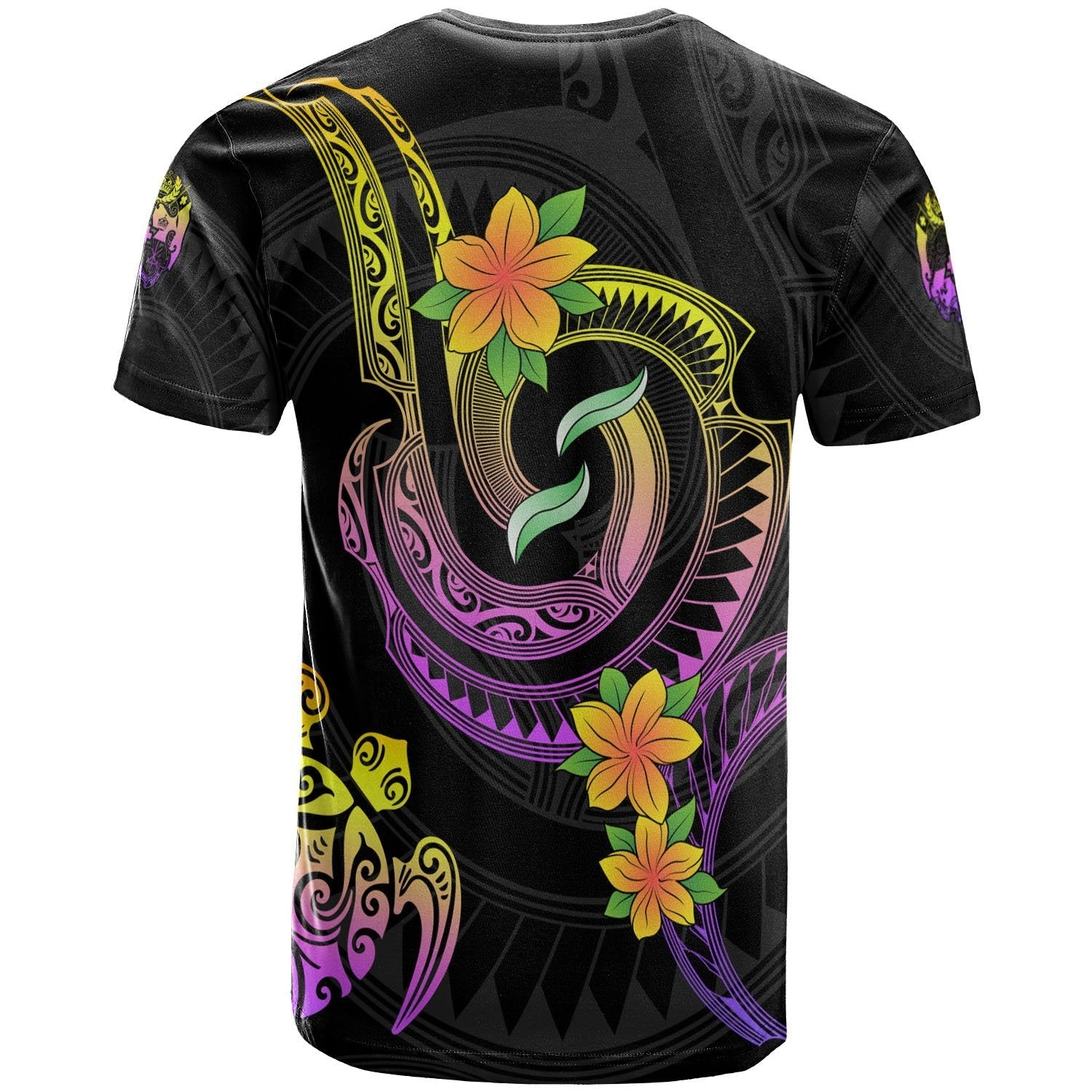 Tonga Custom Personalised T - Shirt - Plumeria Flowers with Spiral Patterns - Vibe Hoodie Shop