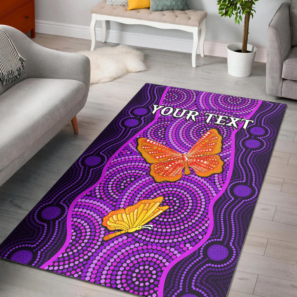 (Custom Personalised) Aboriginal Dot Area Rug Butterfly Natural Beauty - Vibe Hoodie Shop