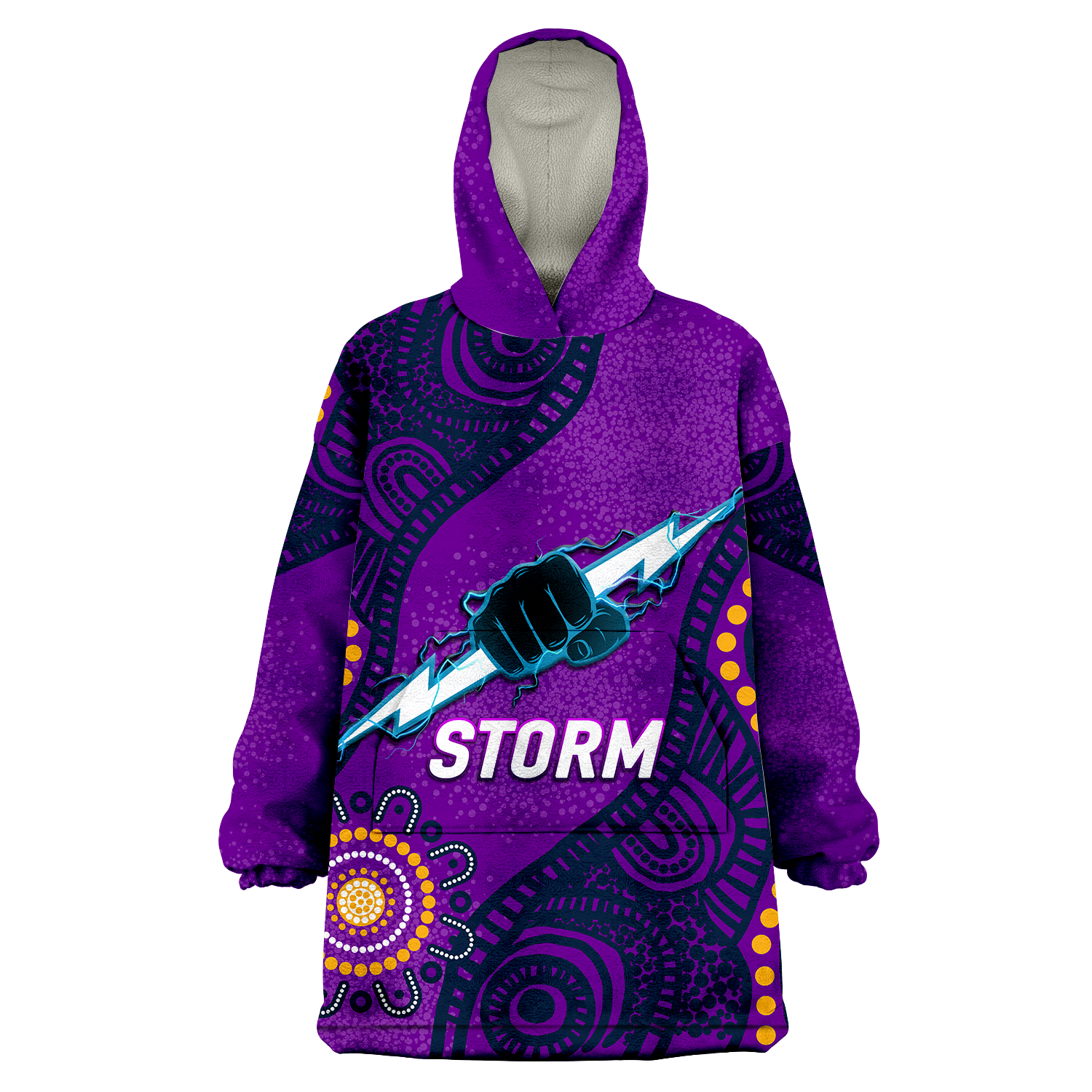 Storm Rugby 2022 Aboriginal Art Wearable Blanket Hoodie - - Vibe Hoodie Shop