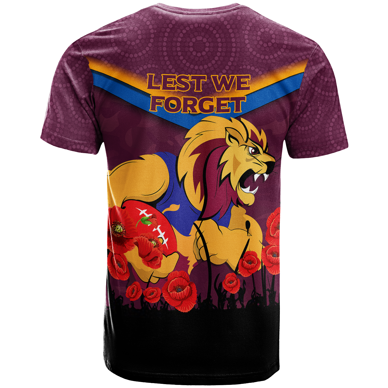 Brisbane Lions ANZAC Day T shirt - Indigenous Art - - Vibe Hoodie Shop