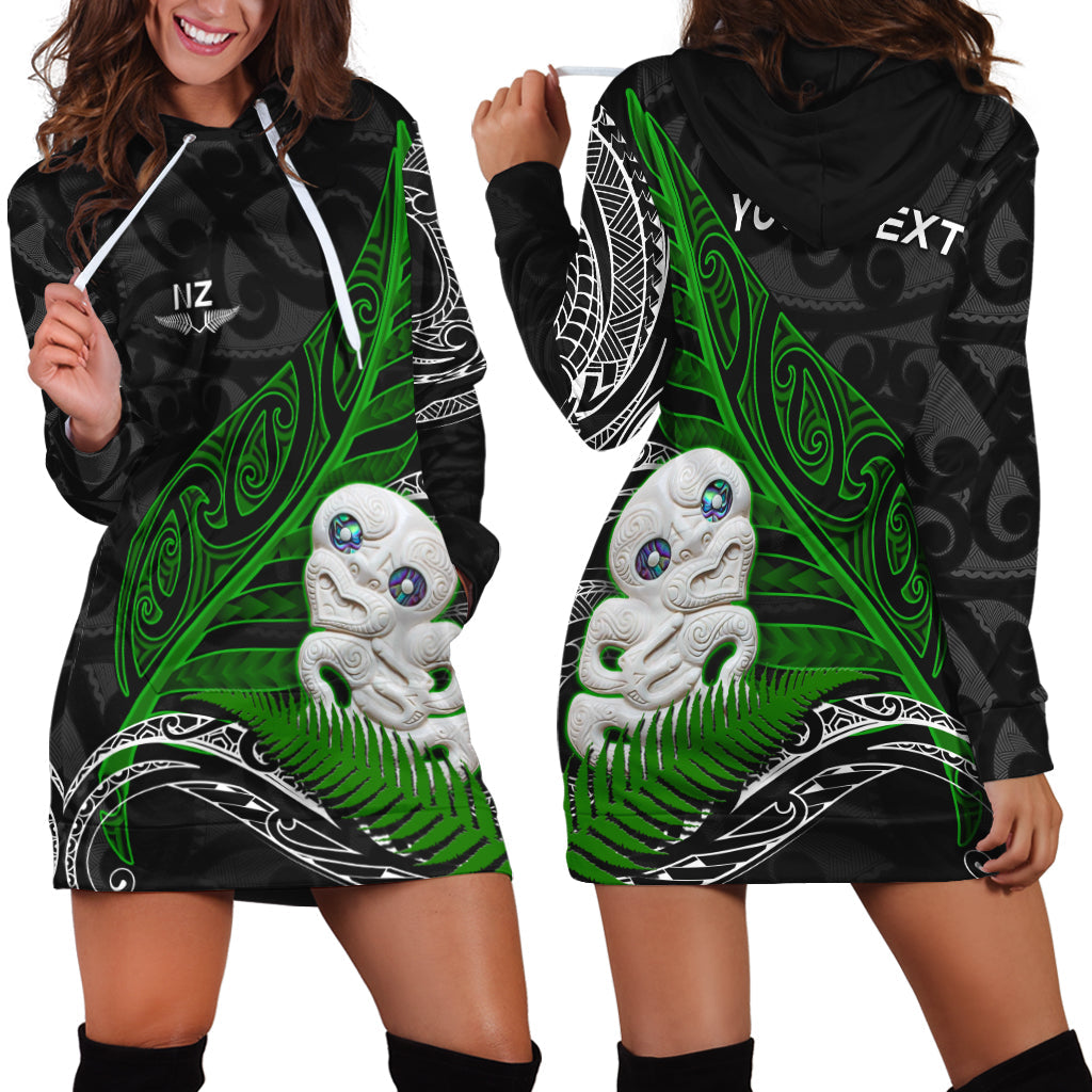 (Custom Personalised) Aotearoa Maori Hoodie Dress Hei Tiki and Fern - Vibe Hoodie Shop