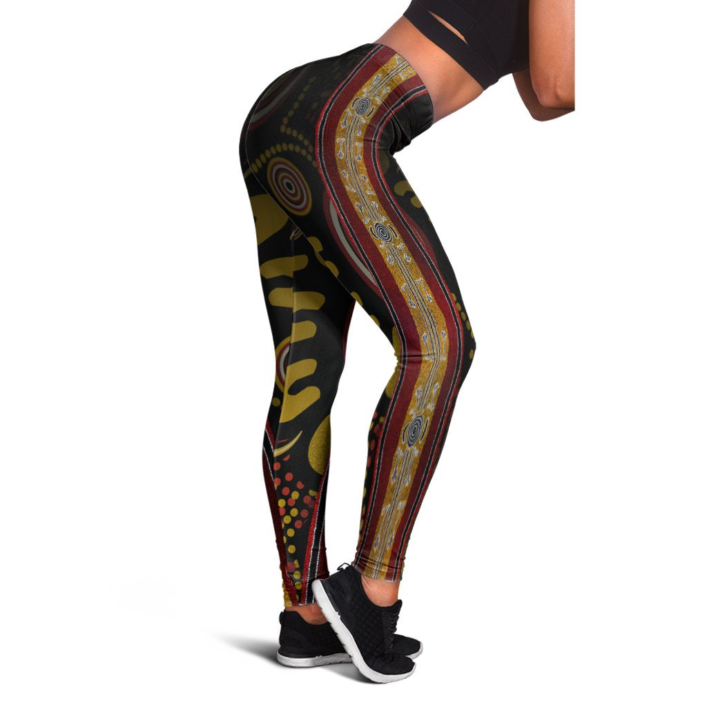 Leggings - Aboriginal Dot Panting Art Stripe Lines - Vibe Hoodie Shop