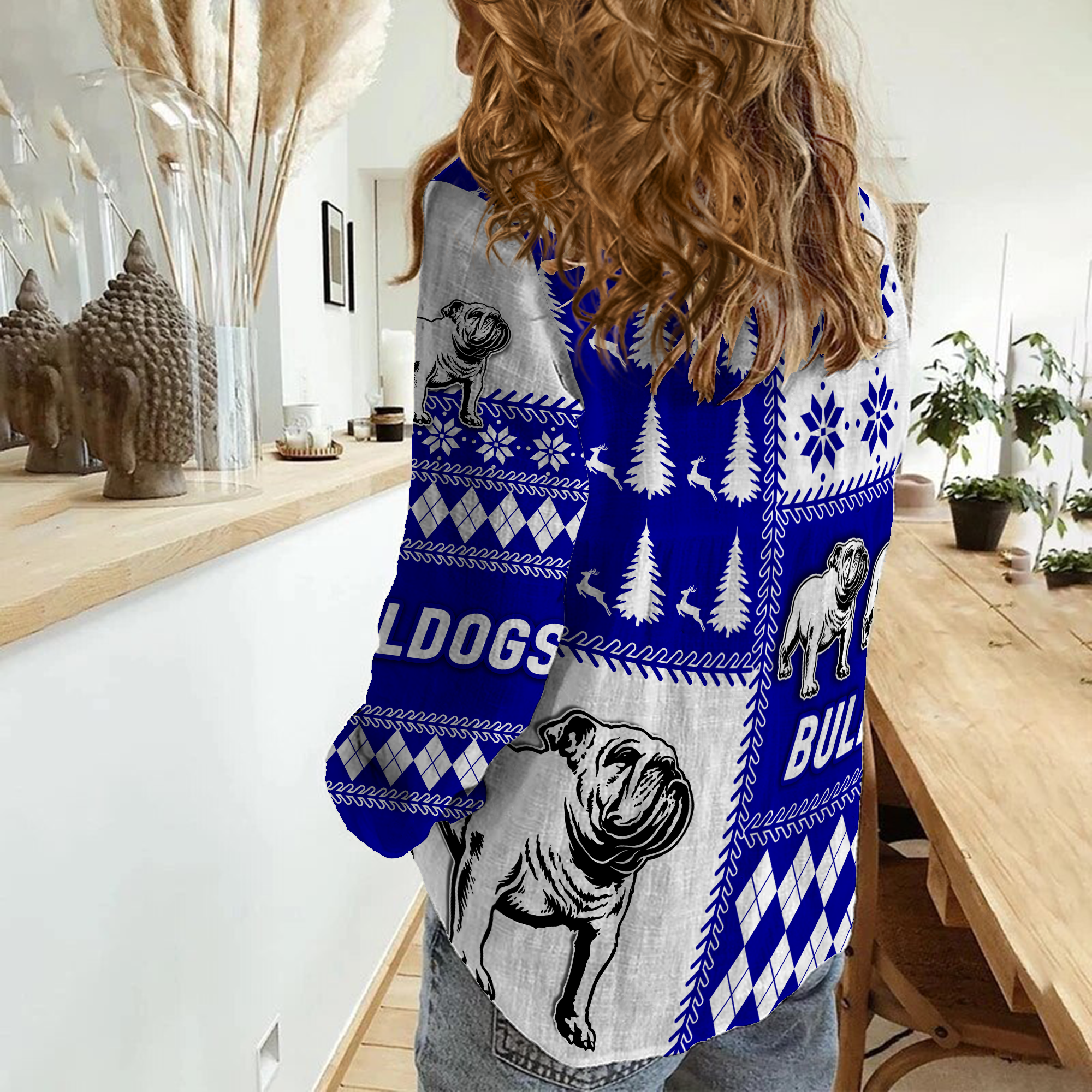 Bulldogs Rugby Christmas 2022 Women Casual Shirt - - Vibe Hoodie Shop