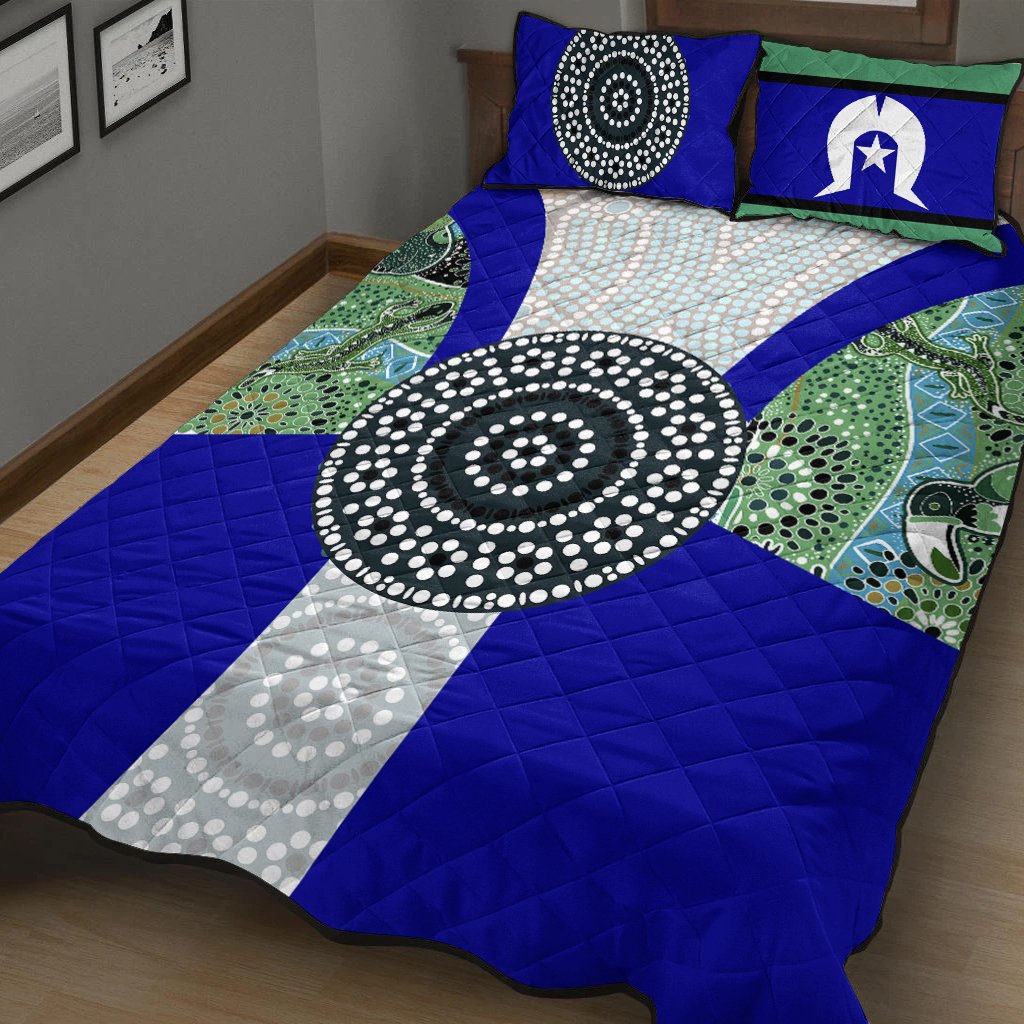 Quilt Bed Set - Flag of Torres Strait Islanders - Vibe Hoodie Shop