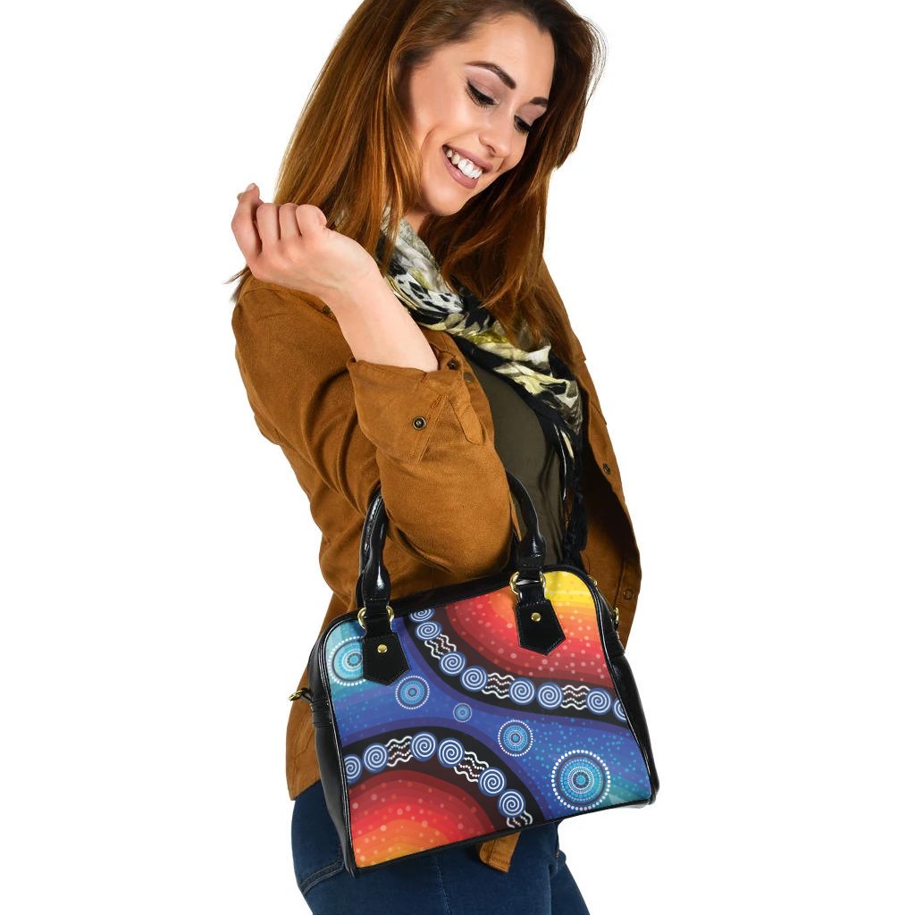 Shouder HandBag - Aboriginal Color Dot Painting - Vibe Hoodie Shop