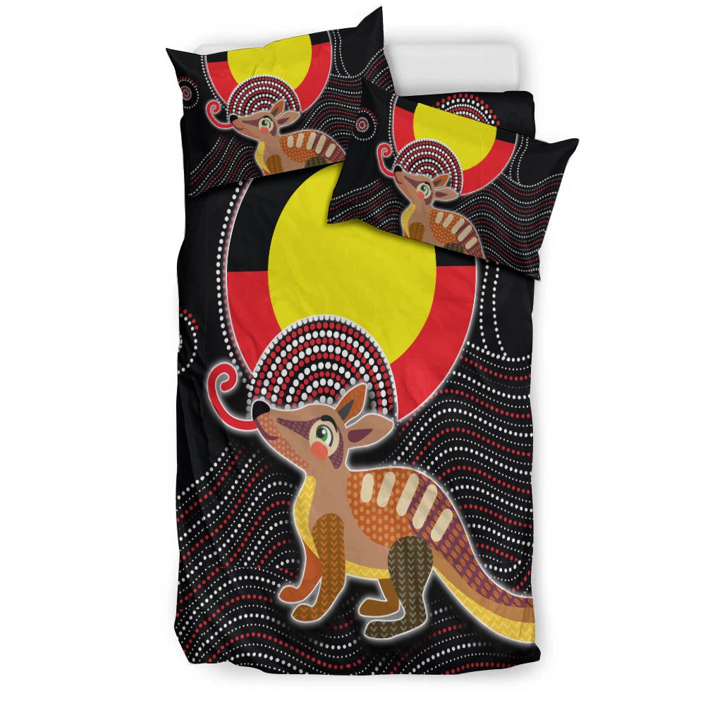 Aboriginal Bedding Set - Numbat with Aboriginal Flag - Vibe Hoodie Shop