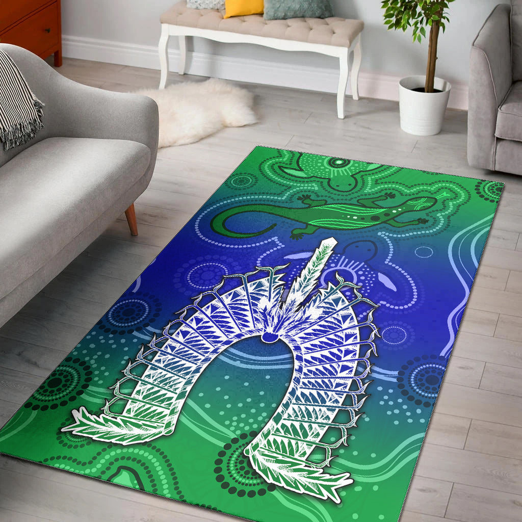 Torres Strait Islands Area Rug Aboriginal Art Lizard Symbol Peace - Vibe Hoodie Shop