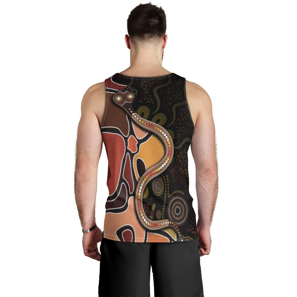 Men Tank Top - Aboriginal Snake With Dot Painting - Vibe Hoodie Shop