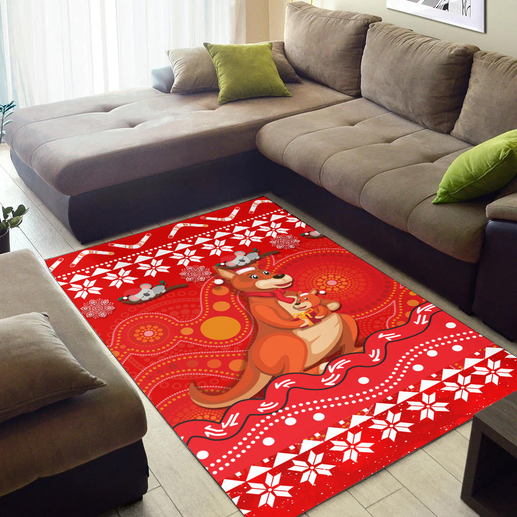 Australia Christmas Kangaroo Family Aboriginal Art Area Rug - - Vibe Hoodie Shop