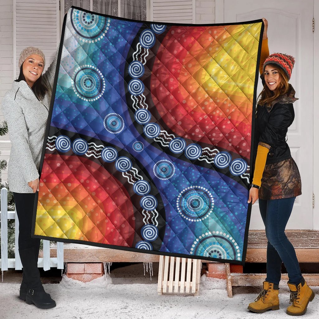 Quilts - Aboriginal Color Dot Painting - Vibe Hoodie Shop
