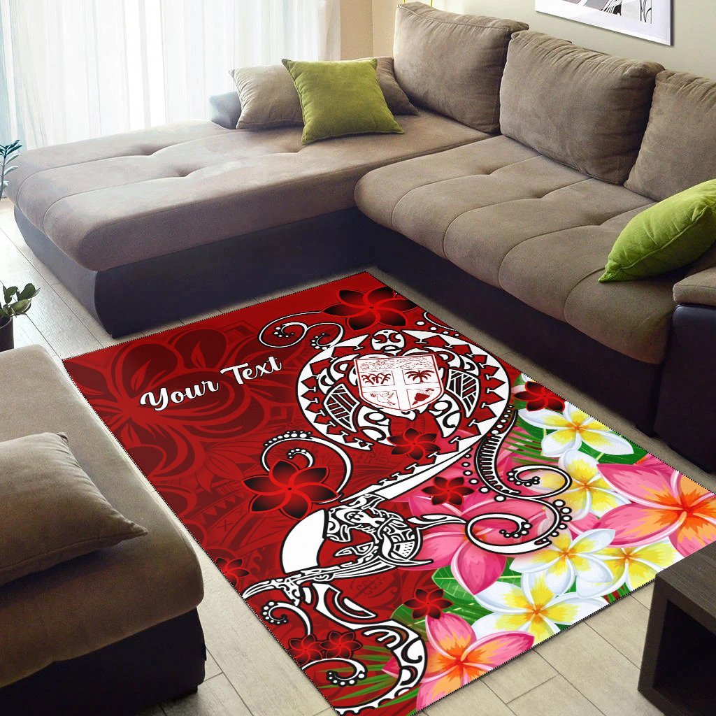 Fiji Custom Personalised Area Rug - Turtle Plumeria (Red) - Vibe Hoodie Shop