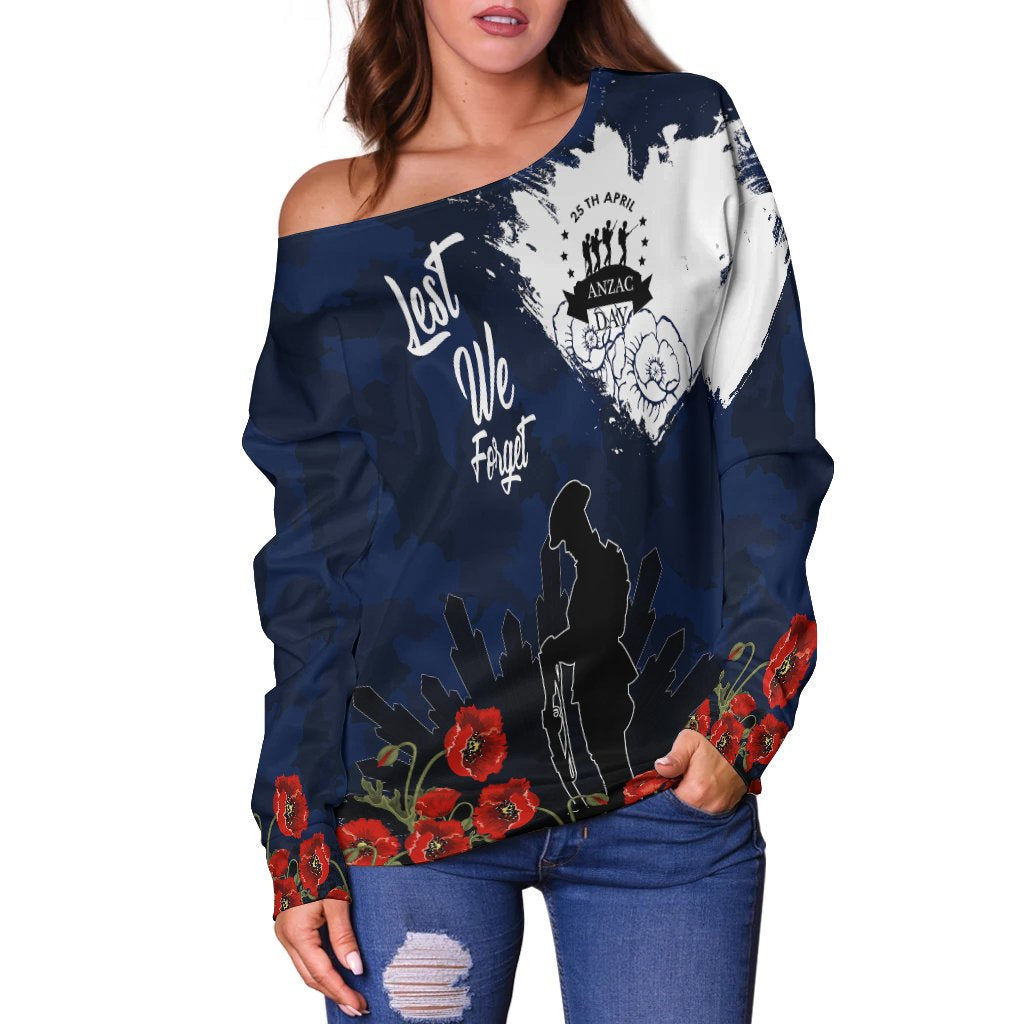 ANZAC Day Women's Off Shoulder Sweater - Australia ANZAC Day 2021 - Vibe Hoodie Shop