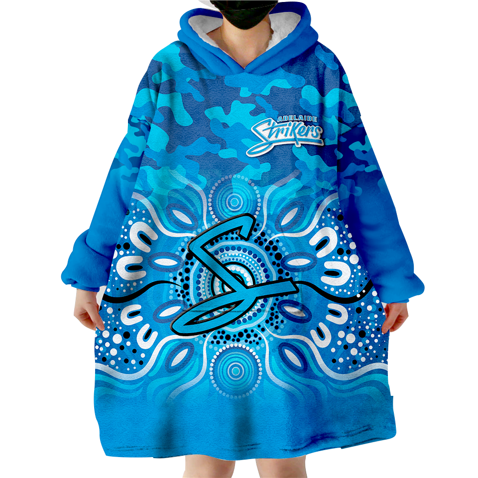 Adelaide Strikers Cricket ANZAC Day Aboriginal Wearable Blanket Hoodie - - Vibe Hoodie Shop
