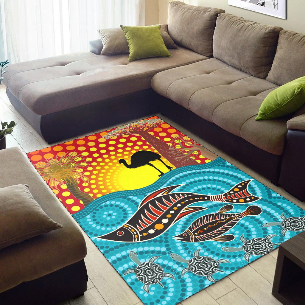 Aboriginal Area Rug - Aboriginal Land and Sea - Vibe Hoodie Shop