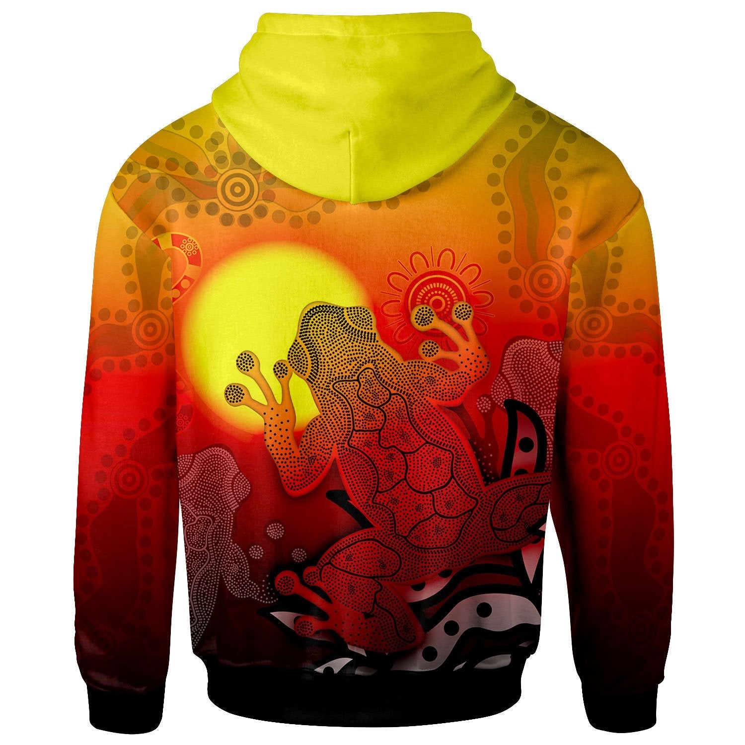 Aboriginal Zip - Up Hoodie - Indigenous Frog (Red) - Vibe Hoodie Shop