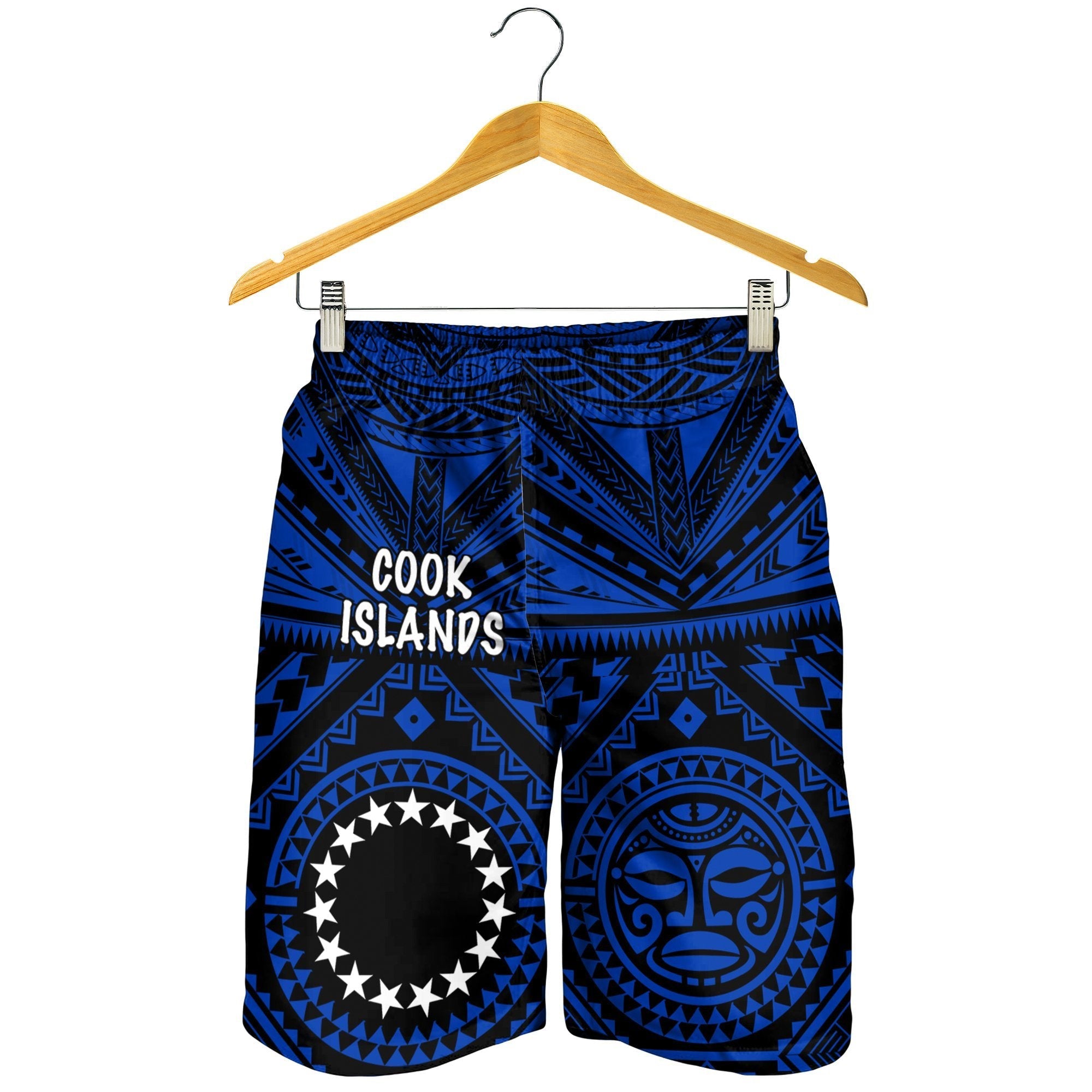 Cook Islands Men's Short - Seal With Polynesian Tattoo Style (Blue) - Vibe Hoodie Shop