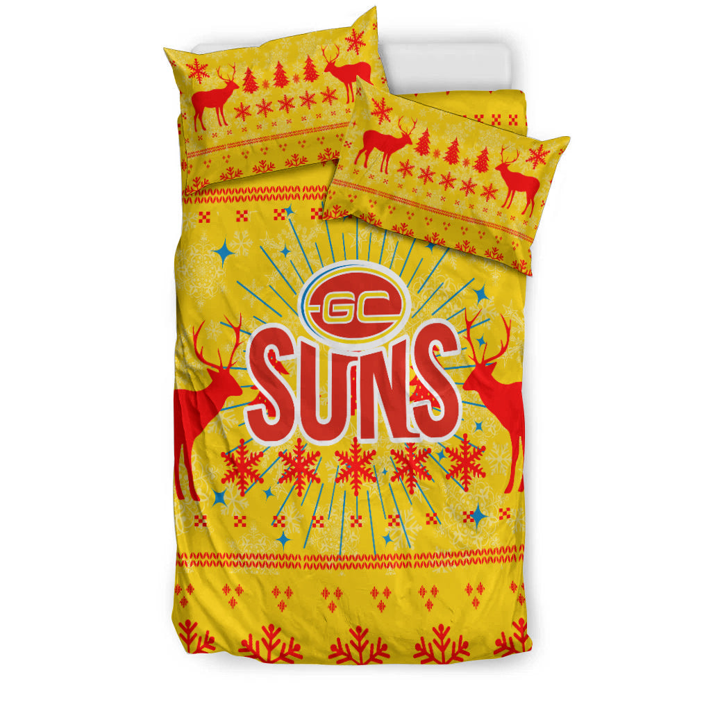 Gold Coast Suns Bedding Set - Christmas Ugly Style - - Vibe Hoodie Shop