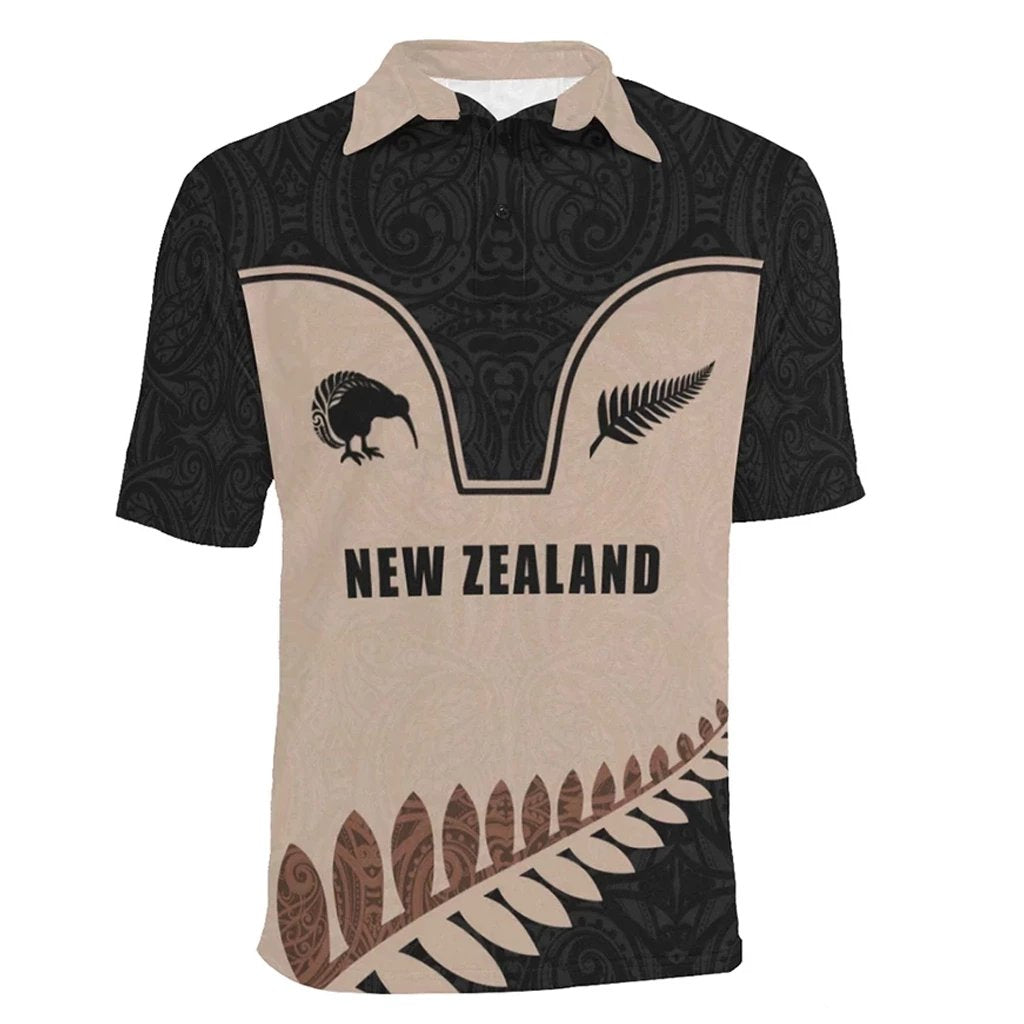 New Zealand Aotearoa Polo Shirt - Cricket Style Golden - Vibe Hoodie Shop