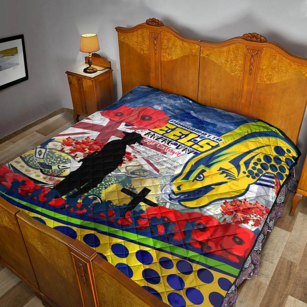 Eels Rugby Australia Anzac Day Quilt - Custom Remembrance Lest We Forget Eels With Anzac Poppy Watercolour Style - Vibe Hoodie Shop