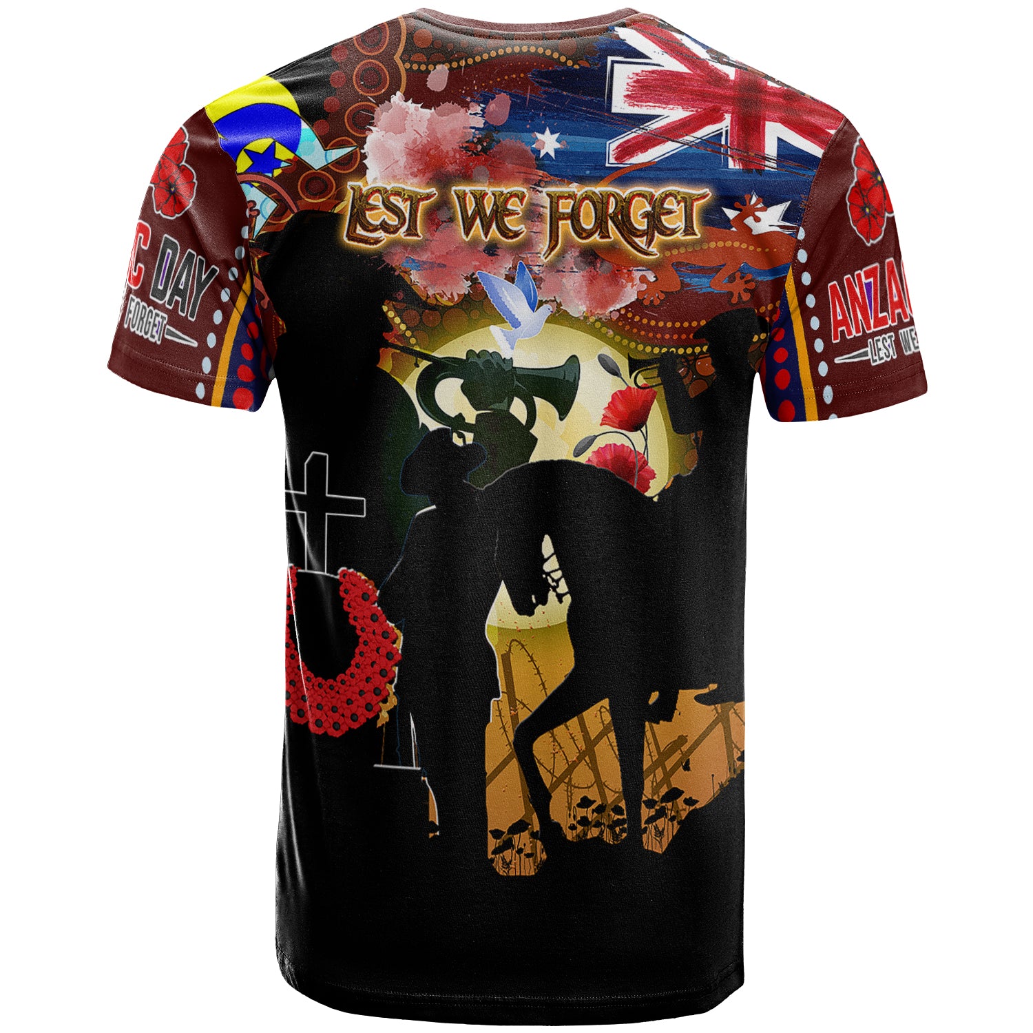 Australia Anzac Day Aboriginal Inspired Brown T-shirt - Custom The Aboriginal Inspired and Torres Strait Islander Commemorative T-shirt - Vibe Hoodie Shop