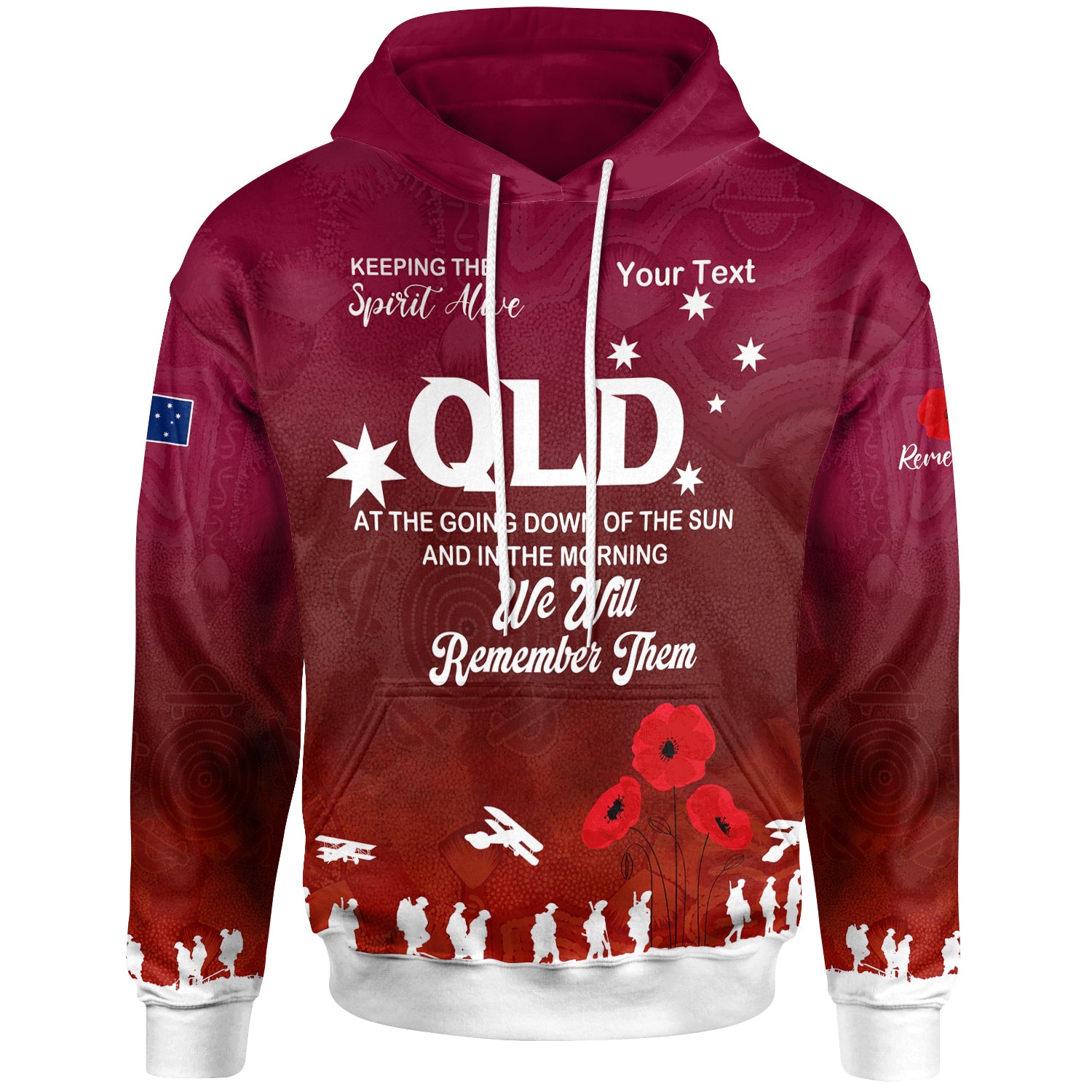 Australia Queensland Anzac Custom Hoodie - Keeping the Spirit Alive Hoodie - Vibe Hoodie Shop