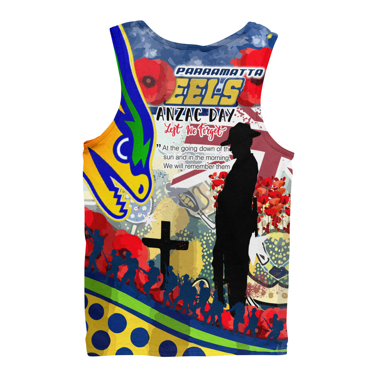 Eels Rugby Australia ANZAC Day Lest We Forget Custom Men Tank Top - Remembrance Eels With ANZAC Poppy Watercolour Style RLT13 - Vibe Hoodie Shop