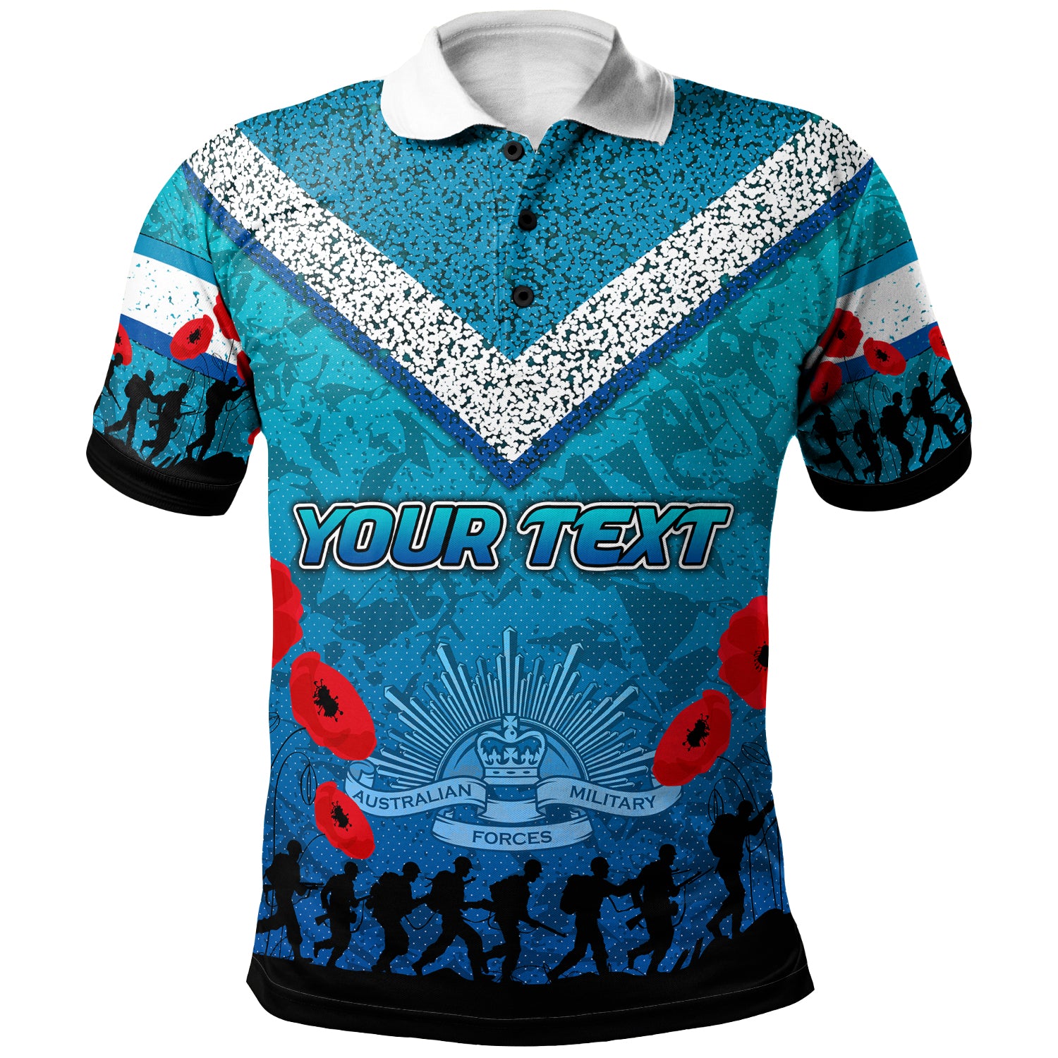 Australia Cronulla Anzac Custom Polo Shirt - Blue Keeping the Spirit Alive Polo Shirt - Vibe Hoodie Shop