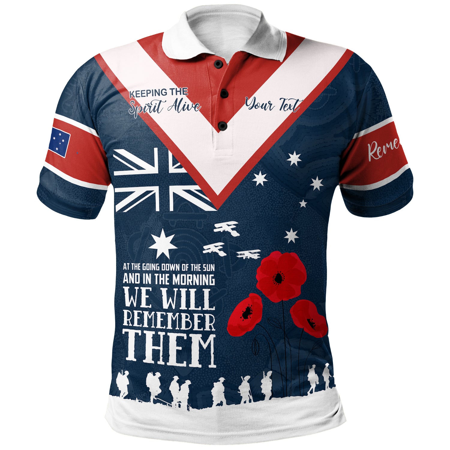 Australia Sydney Anzac Custom Polo Shirt - Blue Keeping the Spirit Alive Polo Shirt - Vibe Hoodie Shop