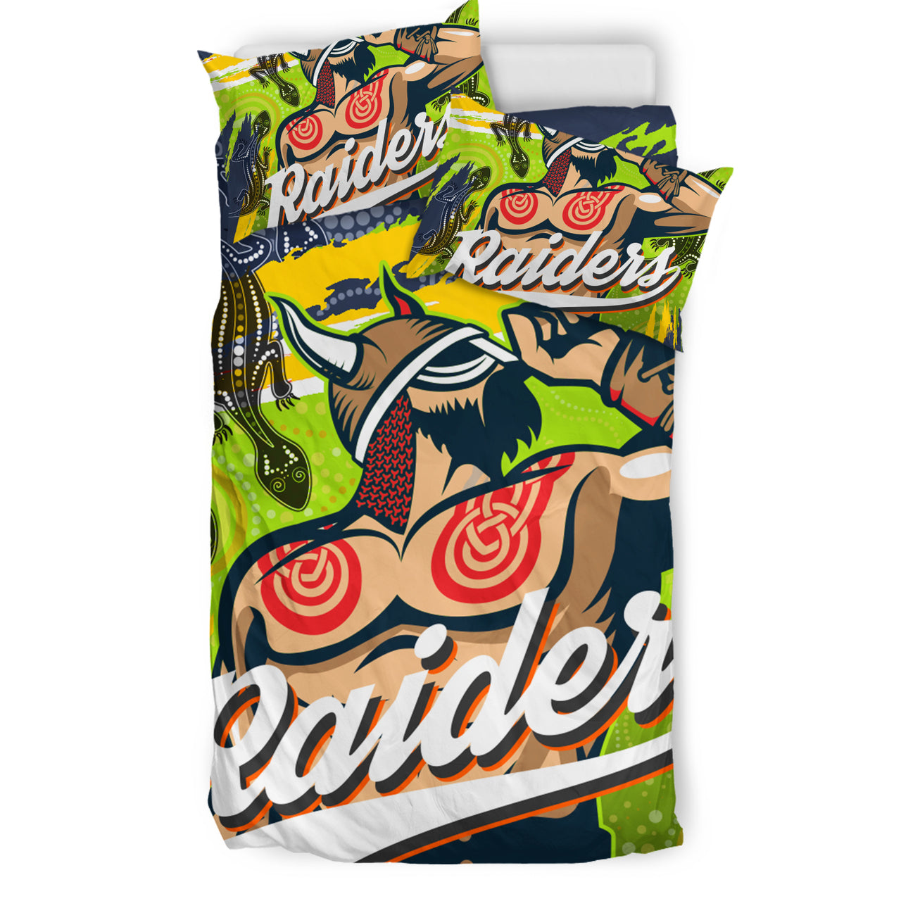 Raiders 2022 Custom Aboriginal Bedding Set - The Indigenous Viking Soul RLT13 - Vibe Hoodie Shop