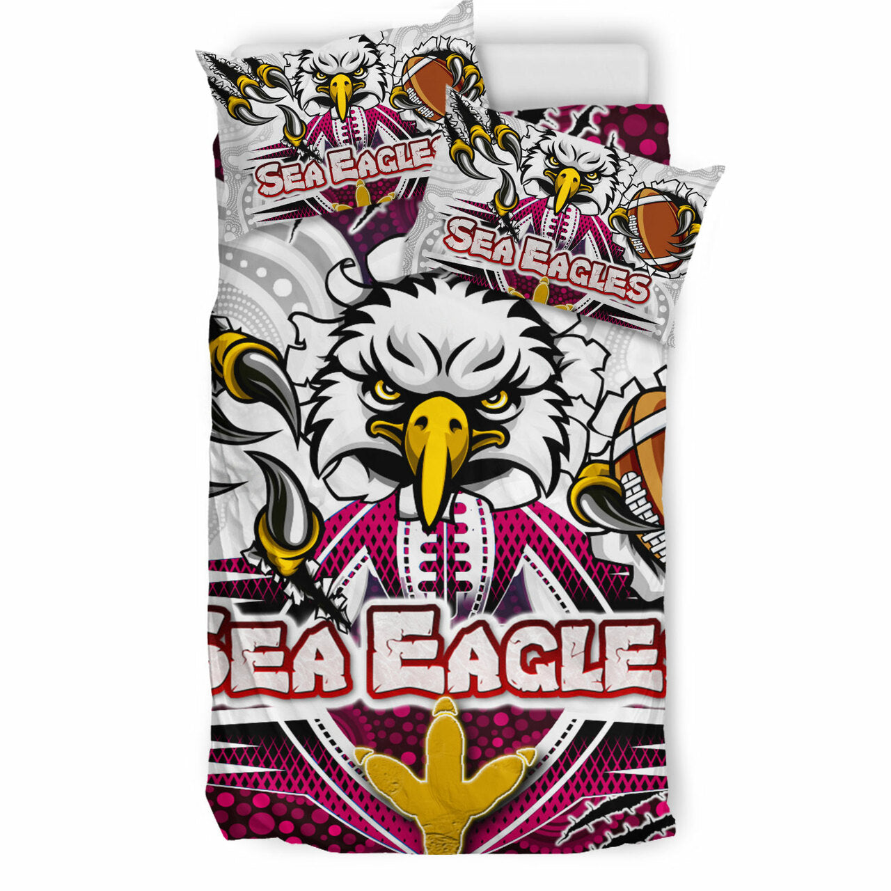 Sea Eagles Rugby Custom Indigenous Bedding Set - Super Sea Eagles Scratch Style LT10 - Vibe Hoodie Shop