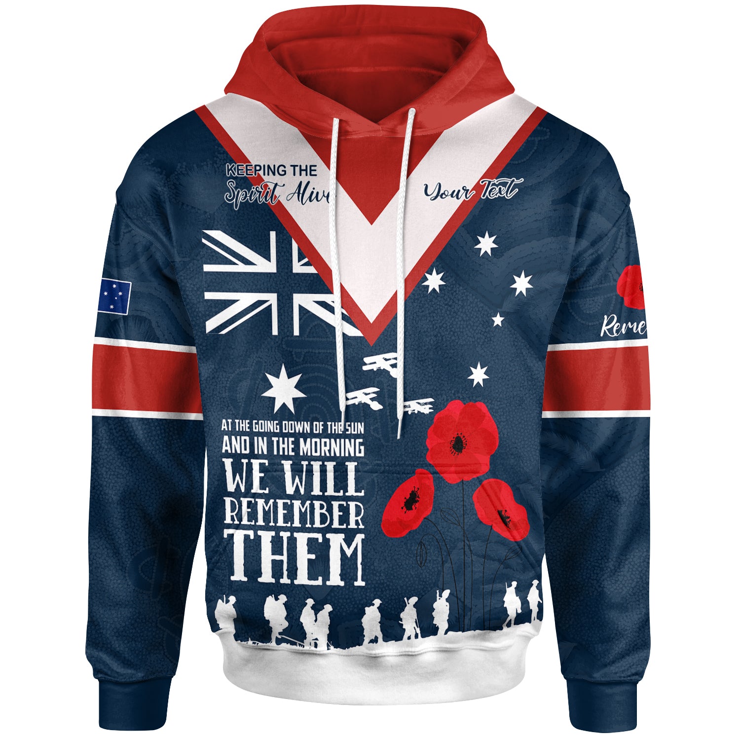 Australia Sydney Anzac Custom Hoodie - Blue Keeping the Spirit Alive Hoodie - Vibe Hoodie Shop