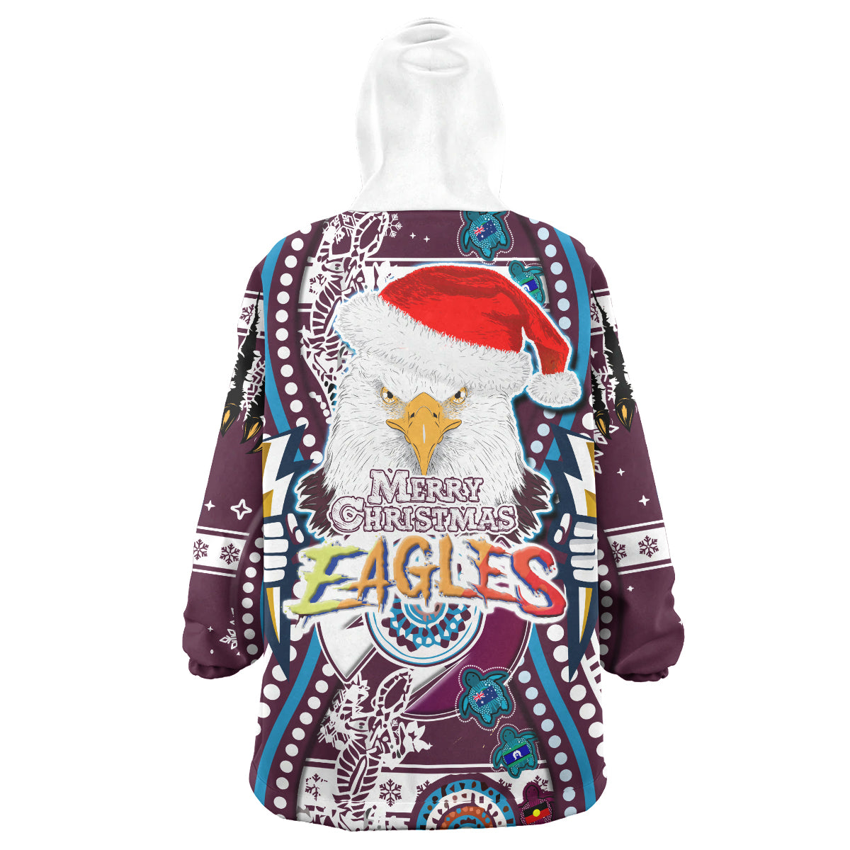 Sea Eagles Rugby Christmas Snug Hoodie - Merry Christmas Super Manly Sea Eagles Indigenous Wearable Blanket Hoodie - Vibe Hoodie Shop