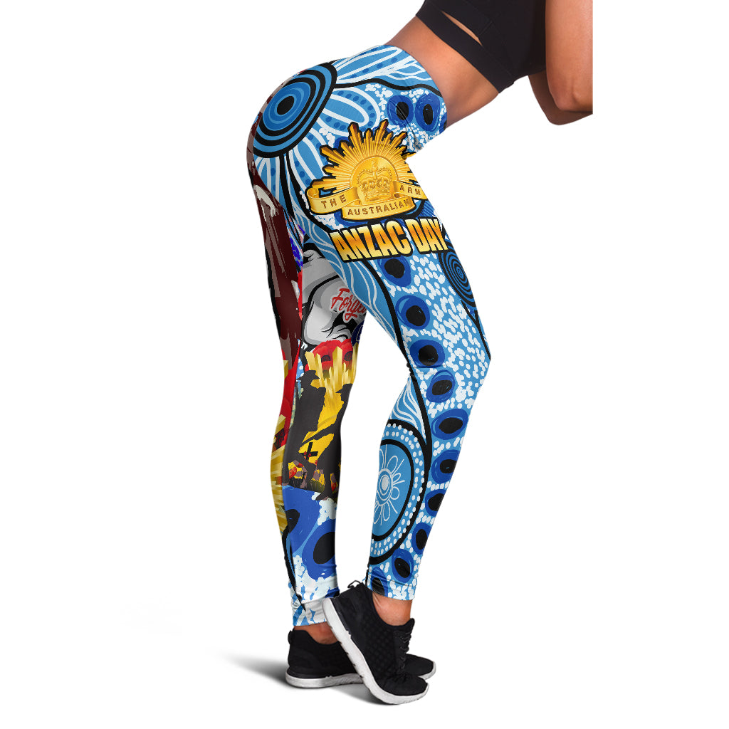 Bulldogs Rugby Australia And NZ Anzac Day Leggings - Lest We Forget Bulldogs With Rugby Ball And Aboriginal Patterns Leggings - Vibe Hoodie Shop