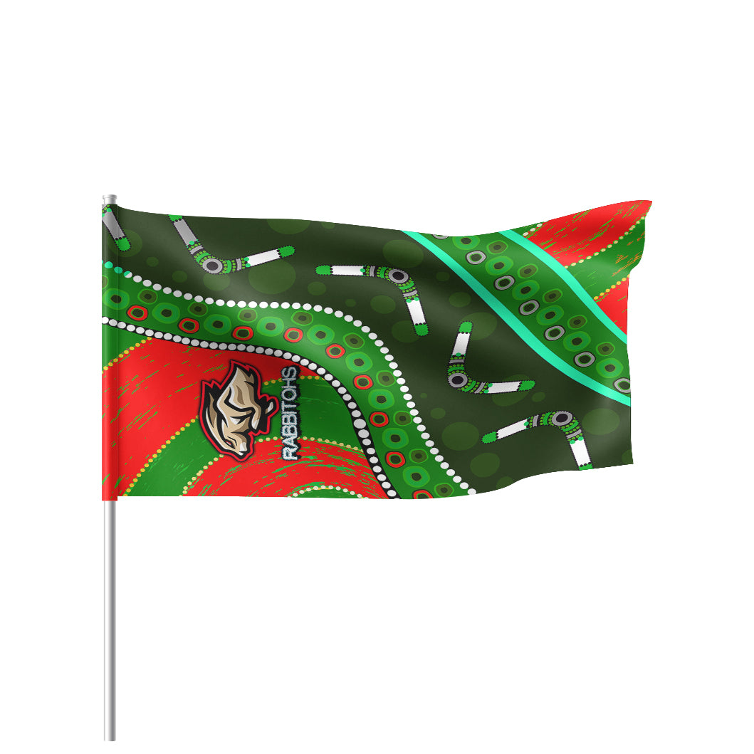 Rabbitohs Aboriginal Rugby Flag - Custom Indigenous Bunnies's Army Flag - Vibe Hoodie Shop