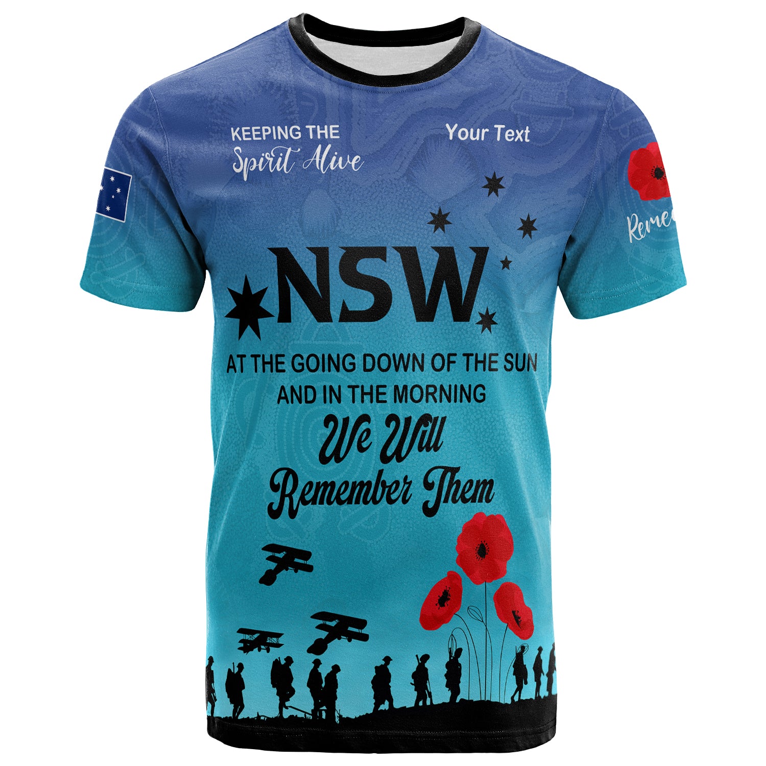 Australia New South Wales Anzac Custom T-shirt - Keeping the Spirit Alive T-shirt - Vibe Hoodie Shop