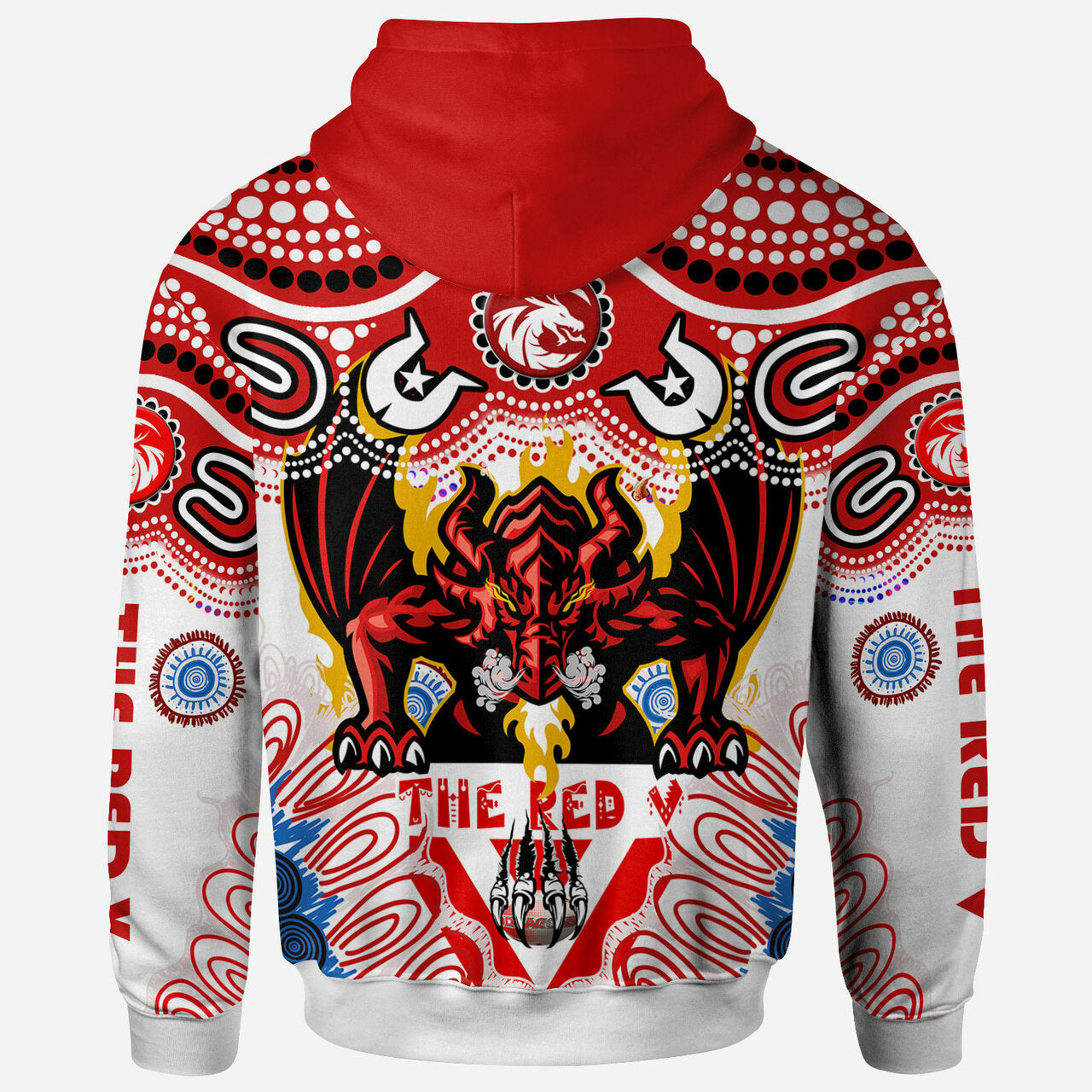 St. George Rugby Indigenous Custom Hoodie - The RED V With Aboriginal And Torres Strait Islanders Culture RLT12 - Vibe Hoodie Shop