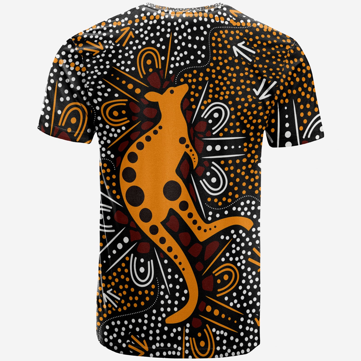 Australia Aboriginal Inspired Custom T-shirt - Indigenous Aboriginal Inspired art background with kangaroo - Vibe Hoodie Shop