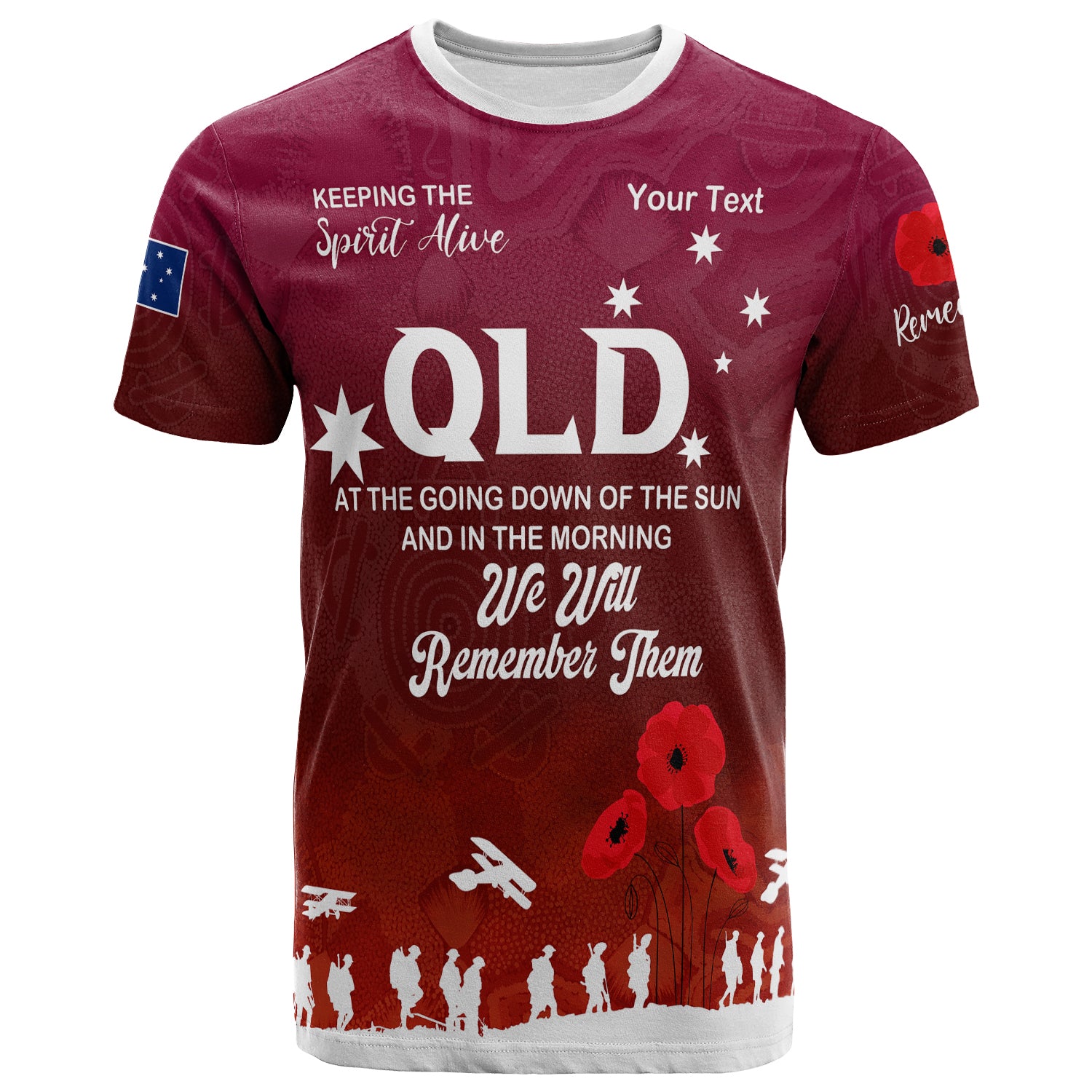 Australia Queensland Anzac Custom T-shirt - Keeping the Spirit Alive T-shirt - Vibe Hoodie Shop