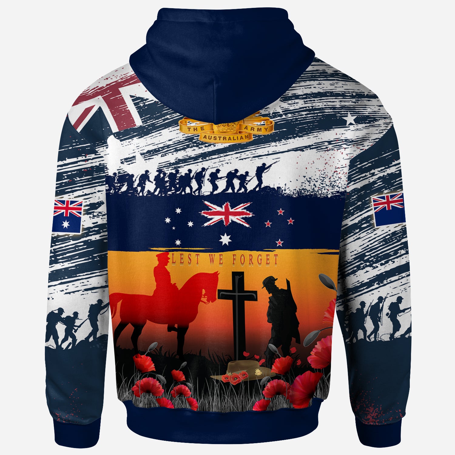 Australian and New Zealand Army Corps Anzac Day Hoodie - For The Fallen, Lest We Forget - Vibe Hoodie Shop