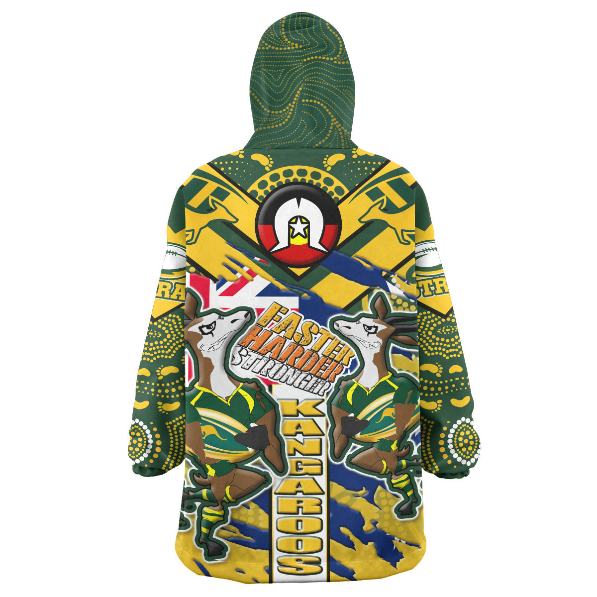 Australia National Rugby League Team Snug Hoodie - Custom "Faster, Harder, Stronger" Kangaroos Squad Aboriginal Pride Wearable Blanket Hoodie - Vibe Hoodie Shop