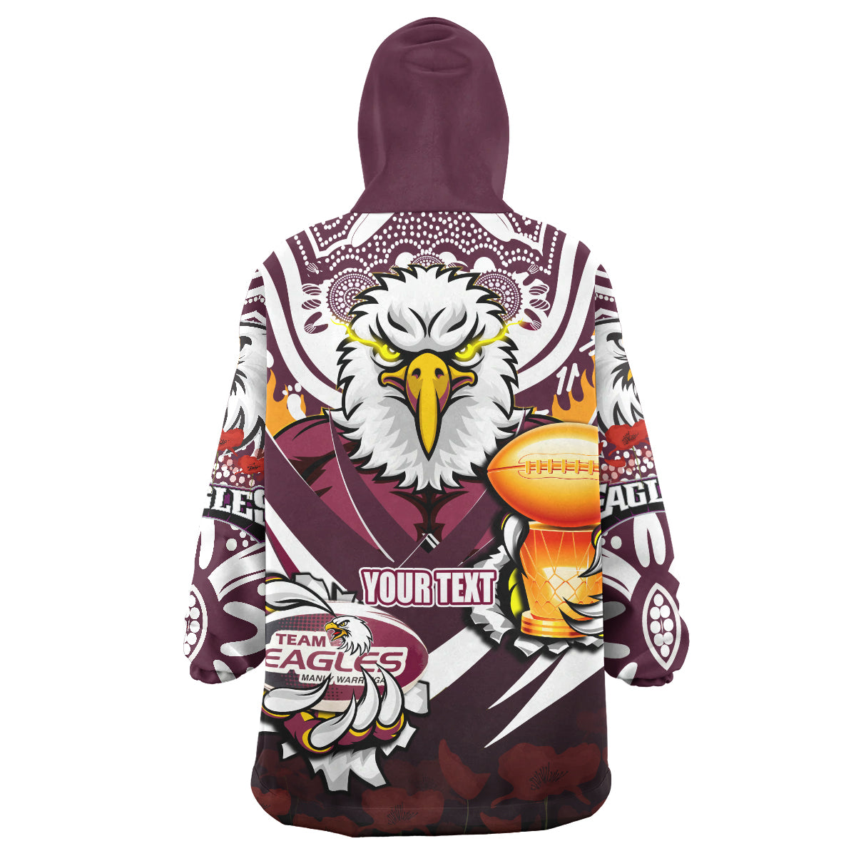 Sea Eagles Premierships Rugby Snug Hoodie - Custom "Go Manly!" Champion Claw Scratch Aboriginal Culture Wearable Blanket Hoodie - Vibe Hoodie Shop