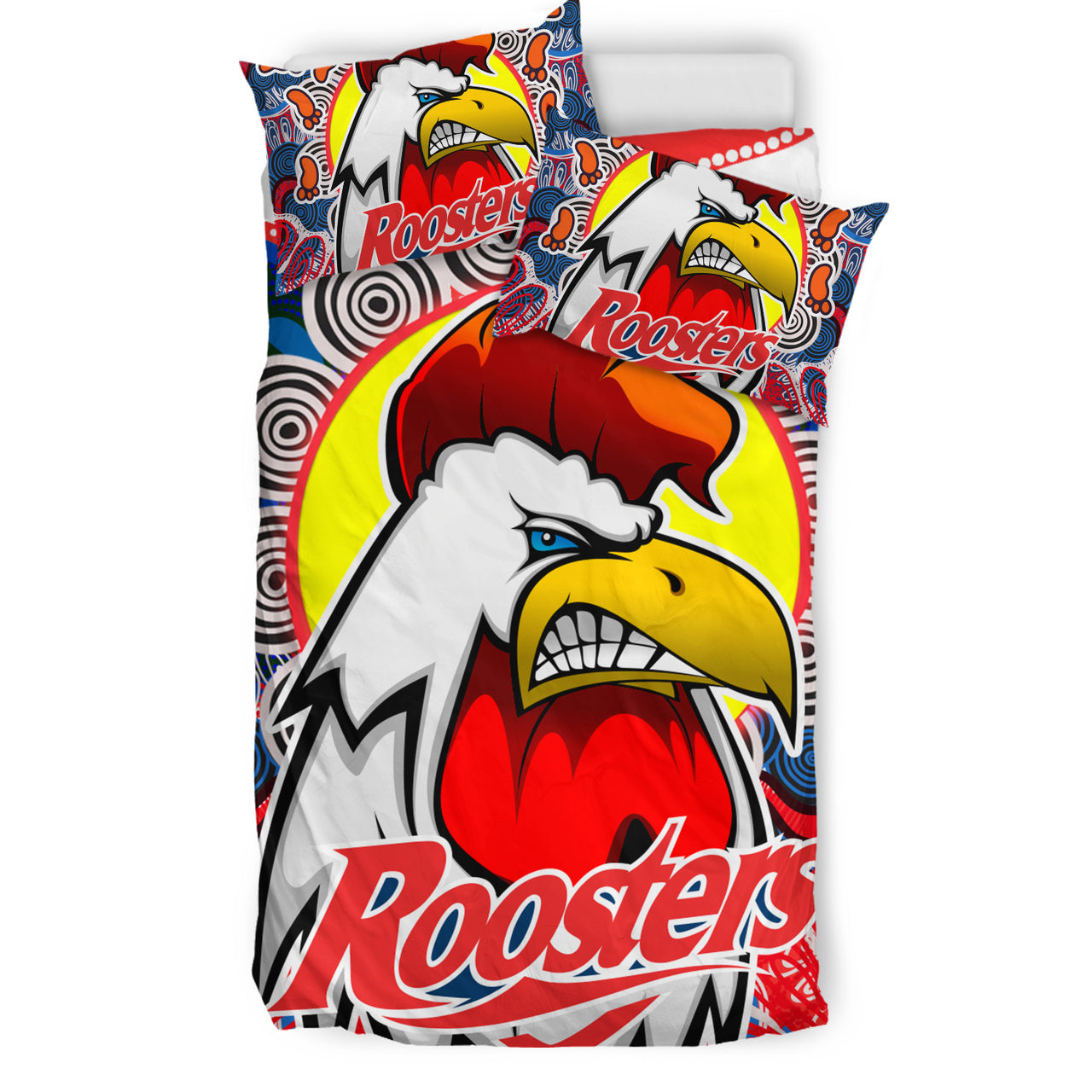 Roosters Indigenous Rugby Custom Bedding Set - Protection Under the Sun RLT13 - Vibe Hoodie Shop