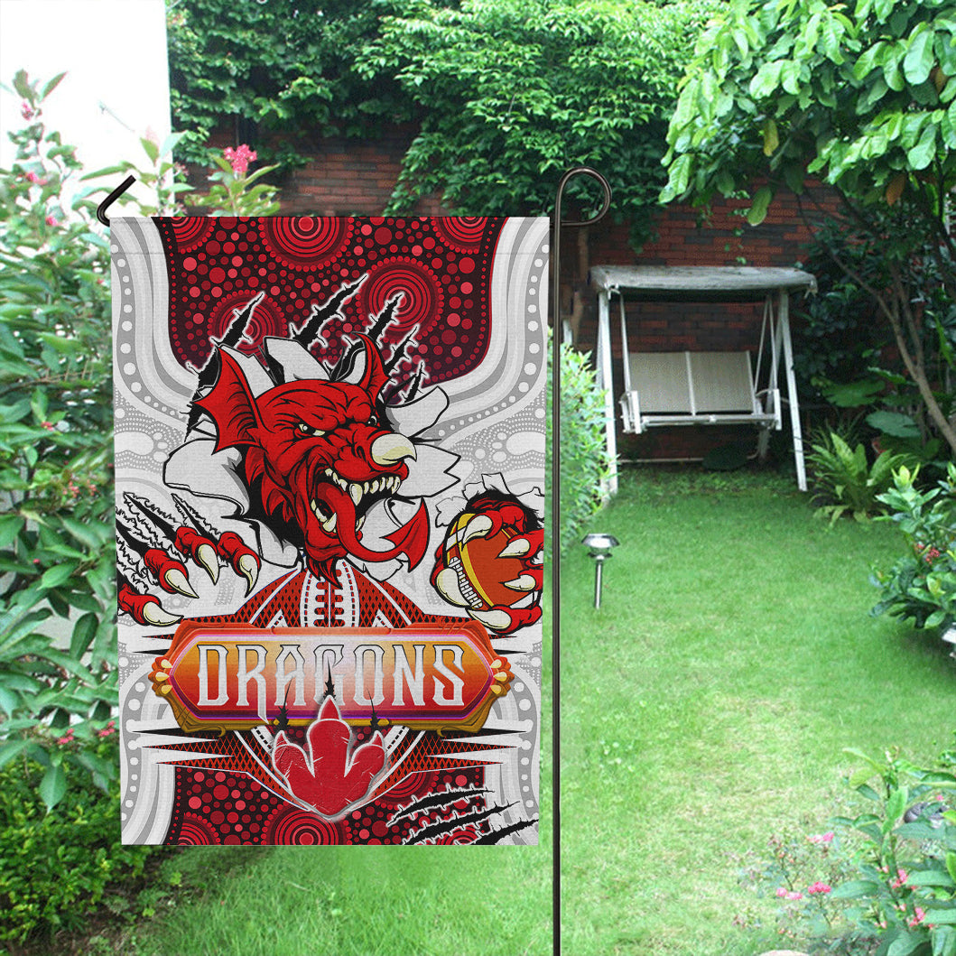 St.George Rugby Flag - Custom Indigenous Super Dragons Scratch Style Flag - Vibe Hoodie Shop