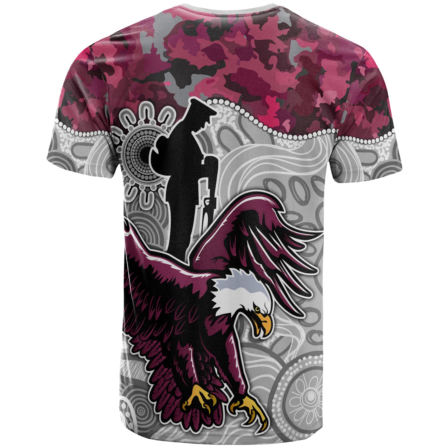 Australia Sydney's Northern Beaches Anzac T-shirt - Aboriginal Inspired Anzac Eagle T-shirt - Vibe Hoodie Shop